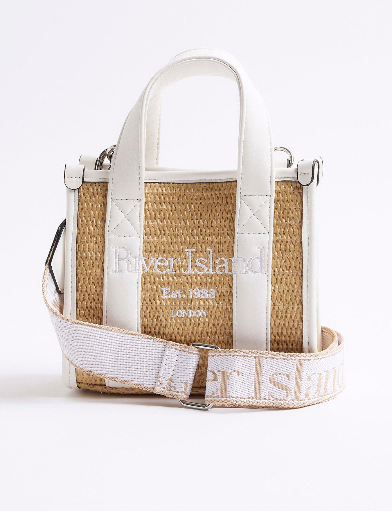 undefined Mini Raffia Embossed Tote Bag - Beige