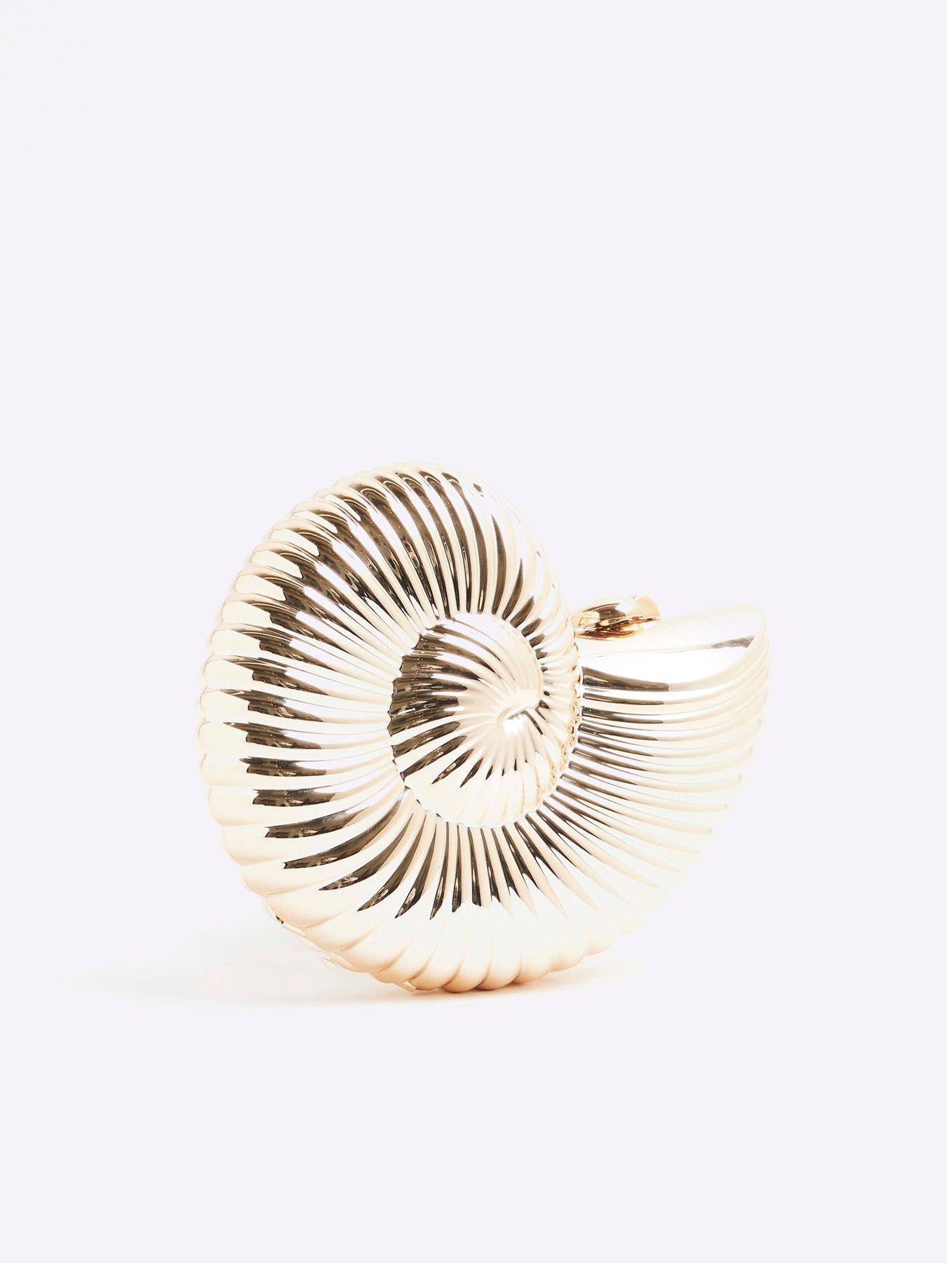 Image 4 of 5 of River Island Shell Metal Clutch Bag - Gold