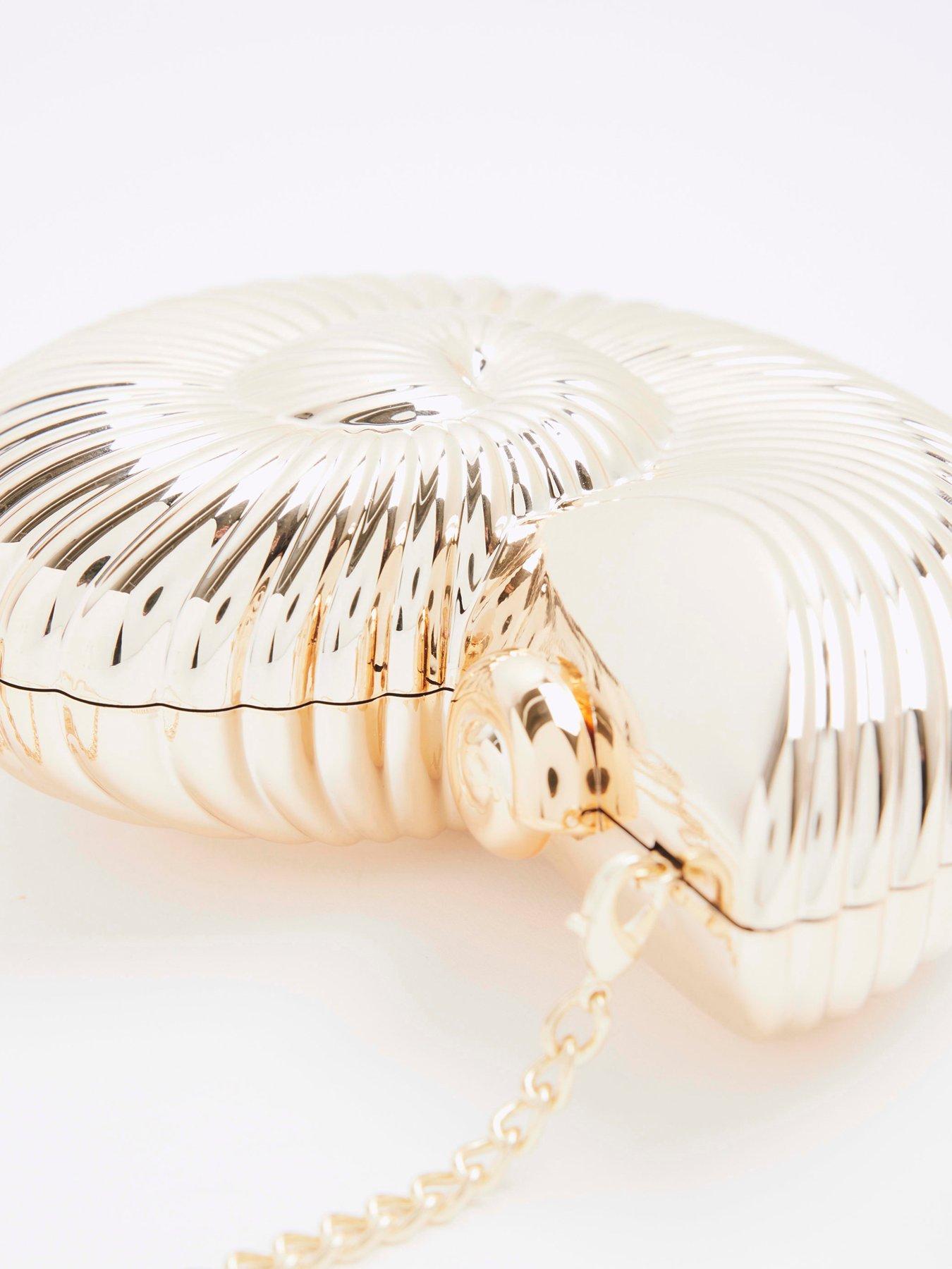 Image 5 of 5 of River Island Shell Metal Clutch Bag - Gold