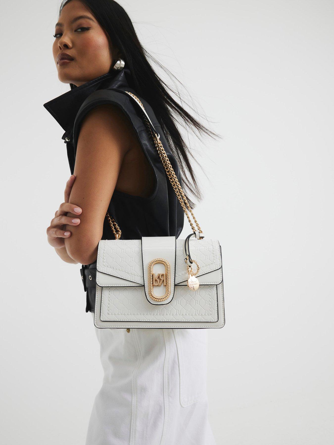 undefined Panelled Monogram Shoulder - White