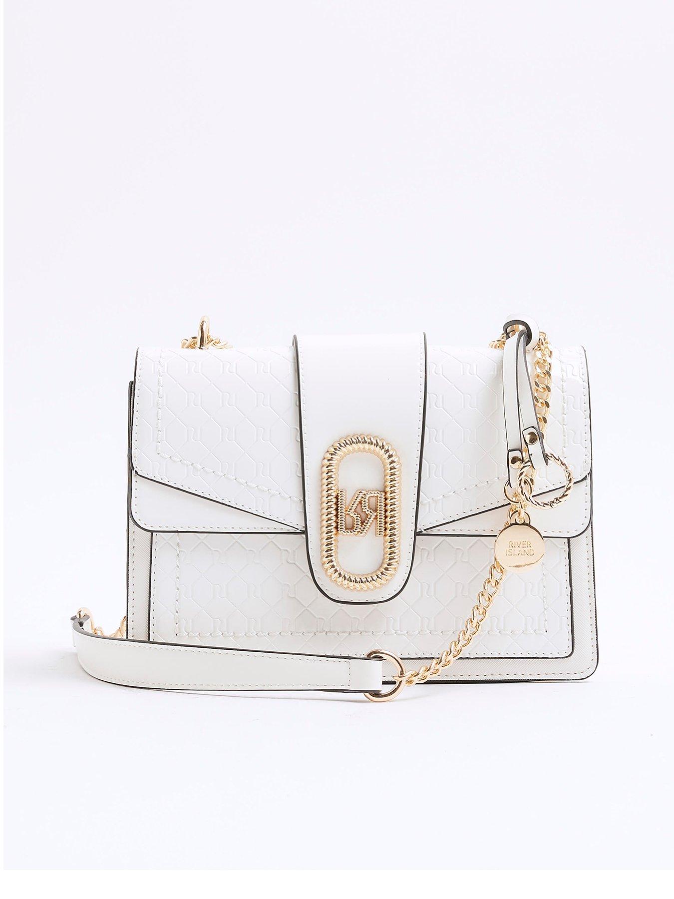 undefined Panelled Monogram Shoulder - White