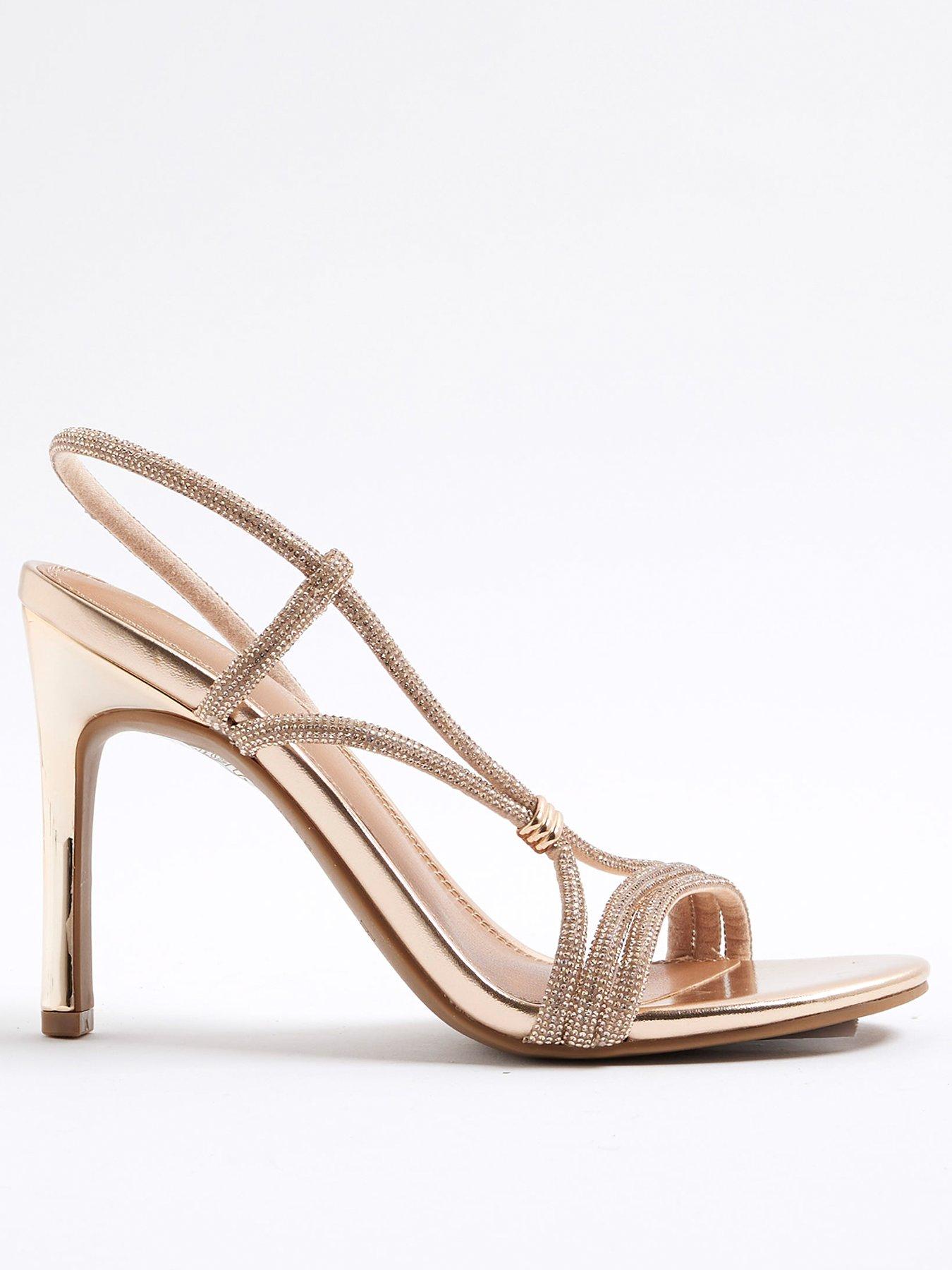 undefined Diamante Strappy Heel - Gold