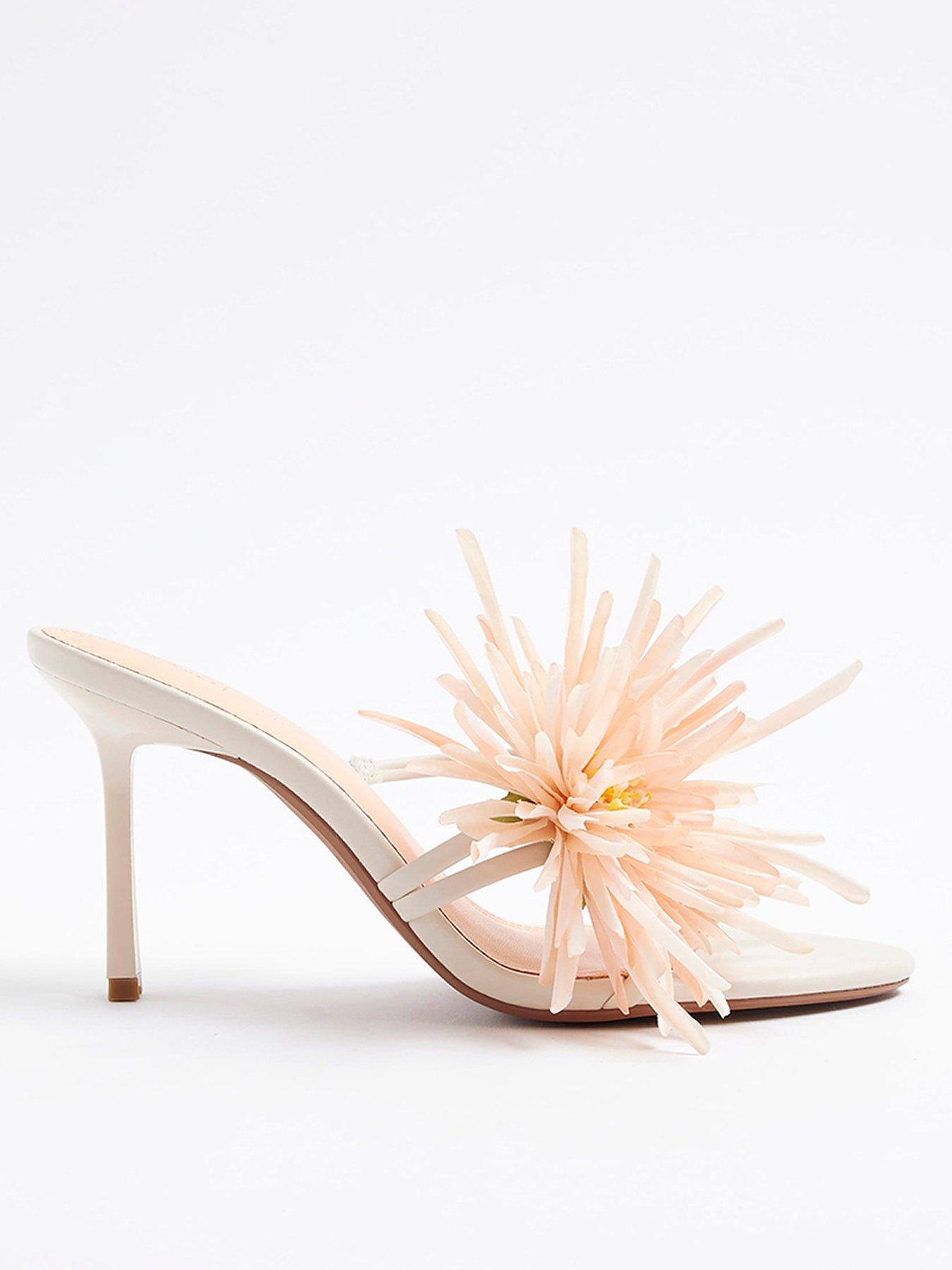 undefined Flower Heeled Sandals - Light Pink