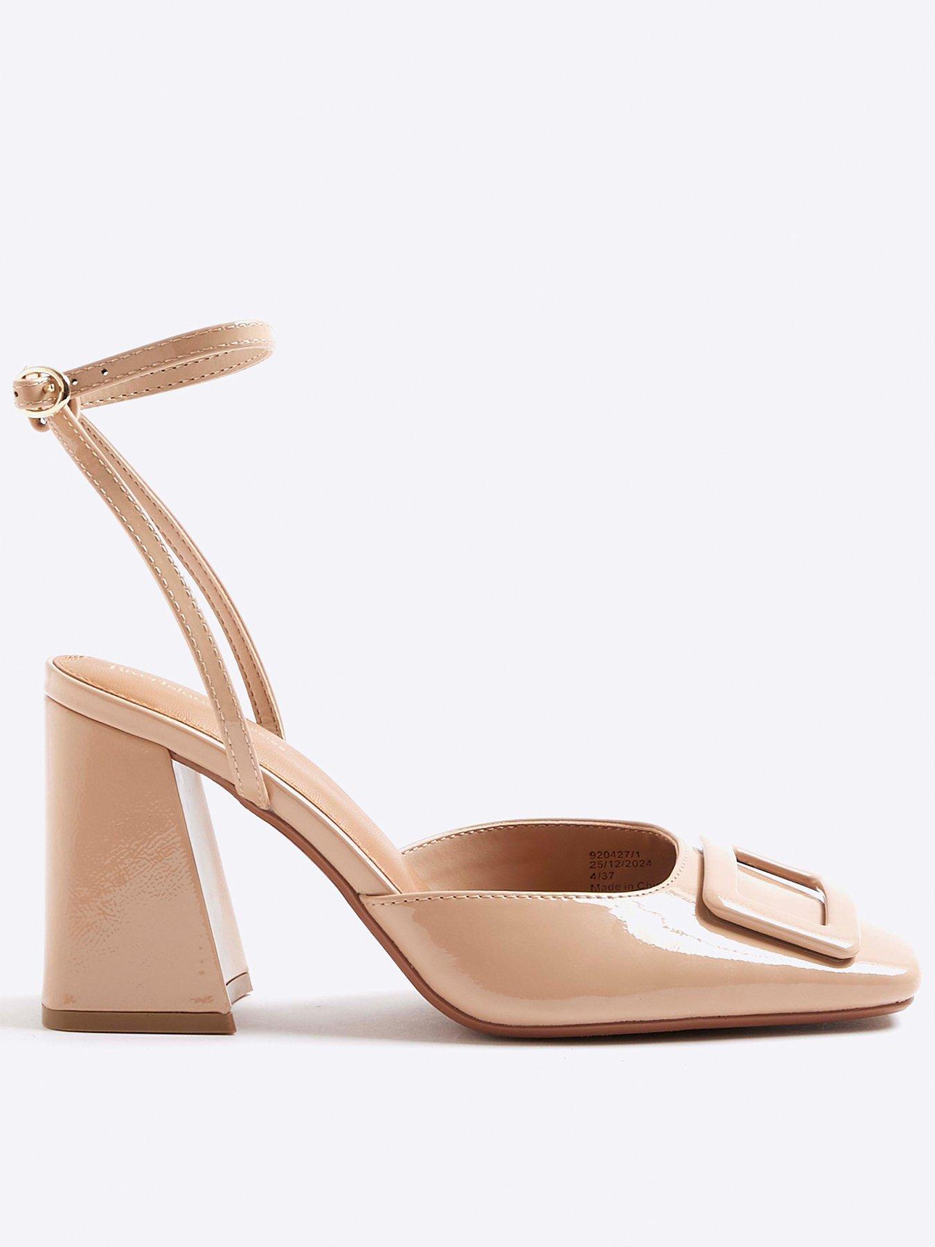 undefined Block Heel Square Toe - Beige