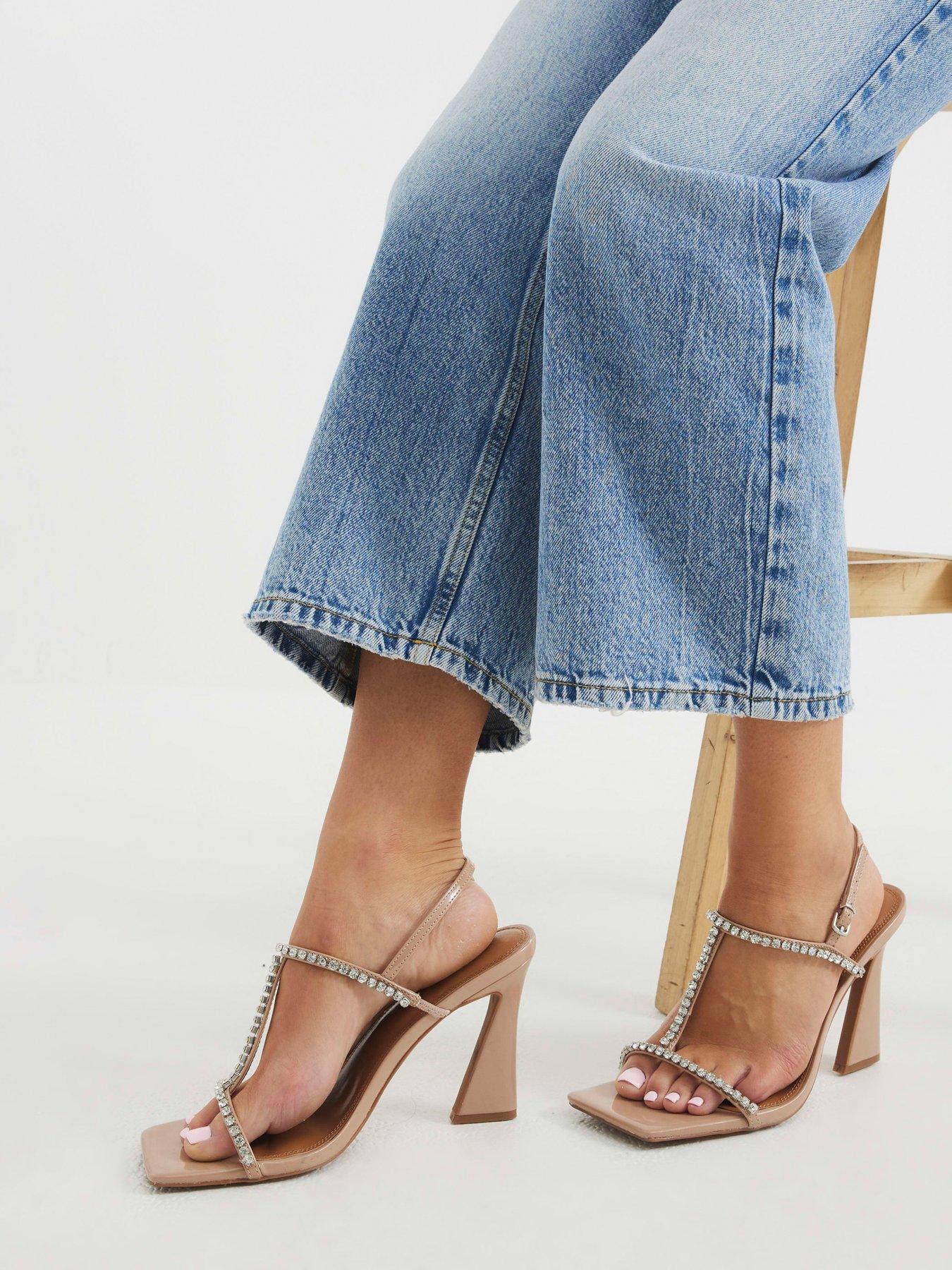 Image 2 of 6 of River Island Diamante T Bar Heel - Light Pink