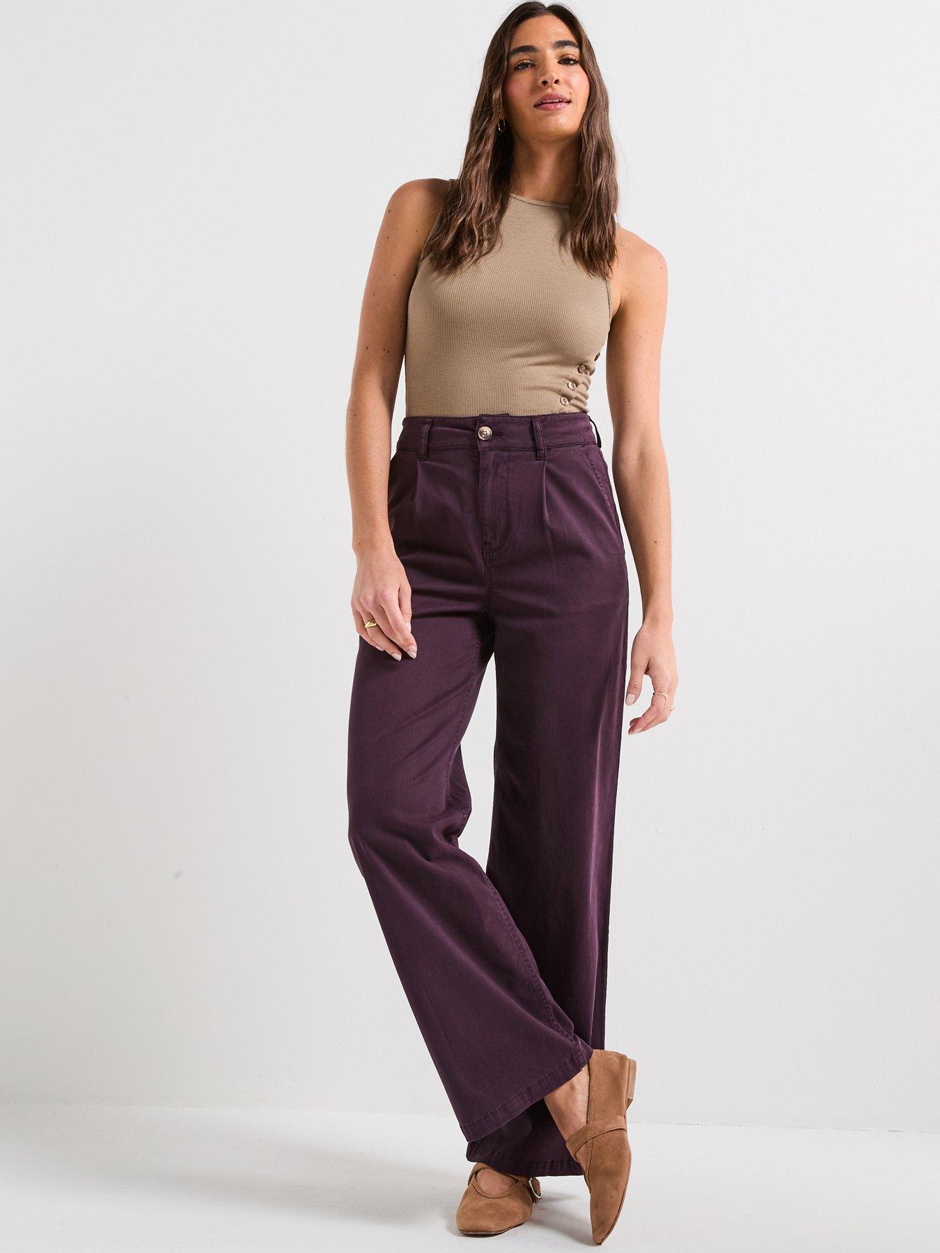 undefined Wide Leg D Ring Trousers - Wine