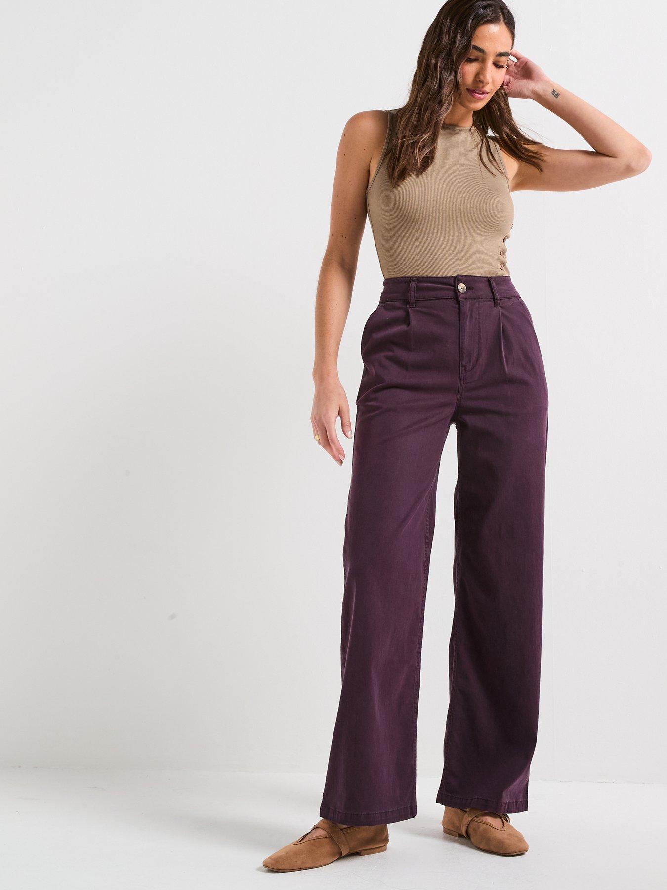 Image 3 of 5 of V by Very High Waist Soft Touch Pleat Top Trousers - Wine