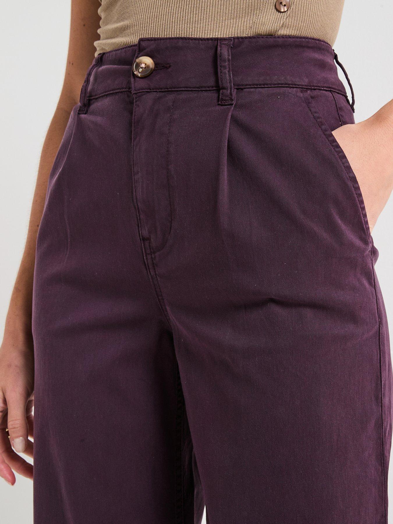Image 4 of 5 of V by Very High Waist Soft Touch Pleat Top Trousers - Wine