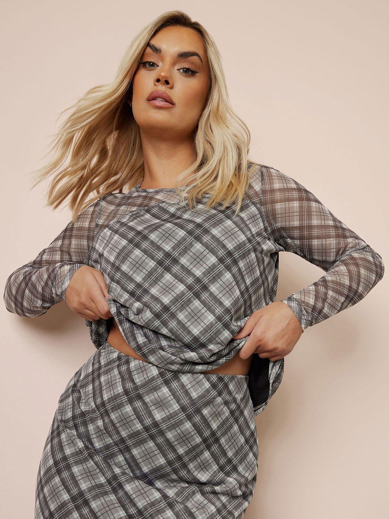 undefined Check Mesh Top - Black