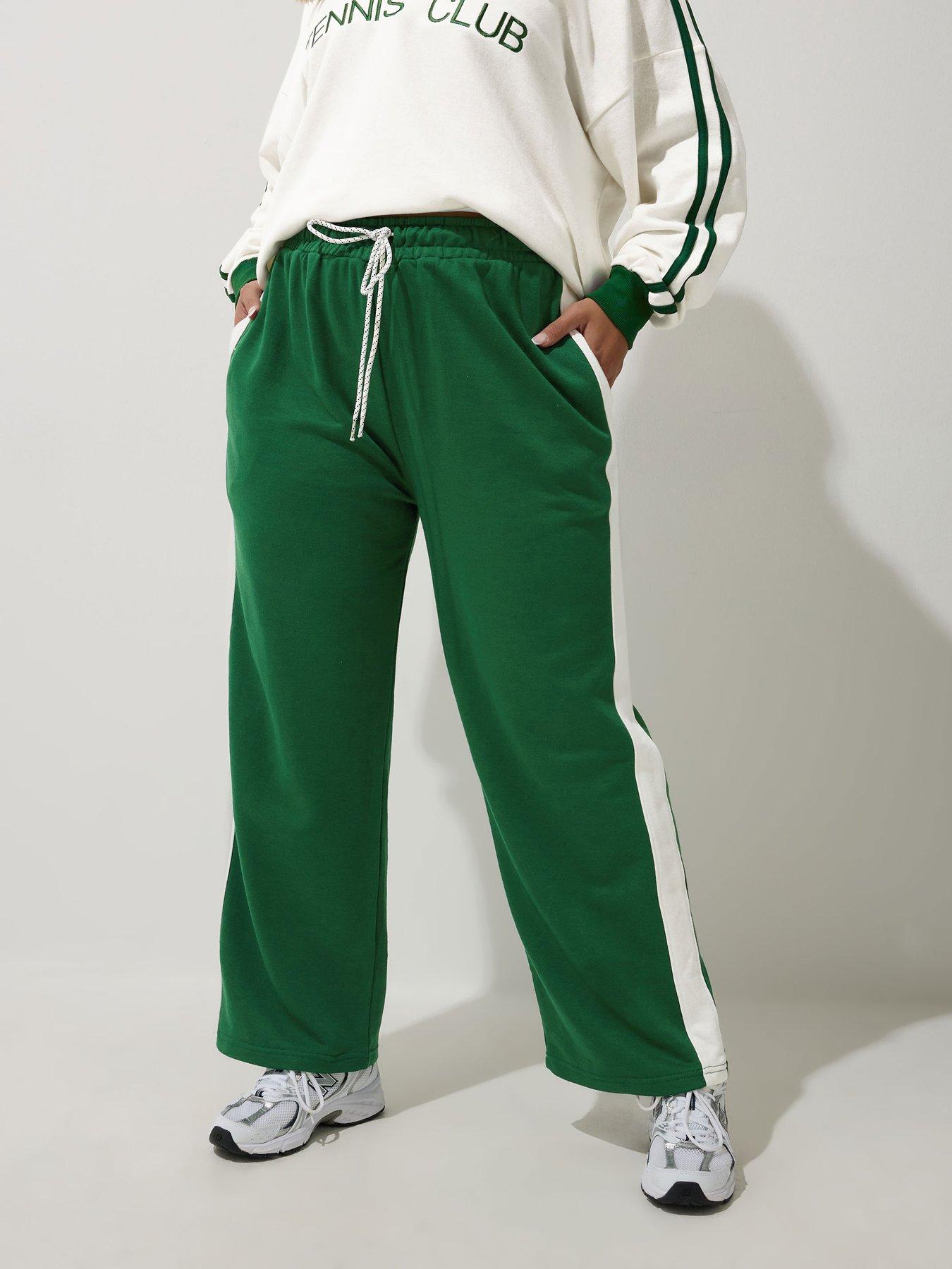 undefined Green Sporty Wide Leg Jogger