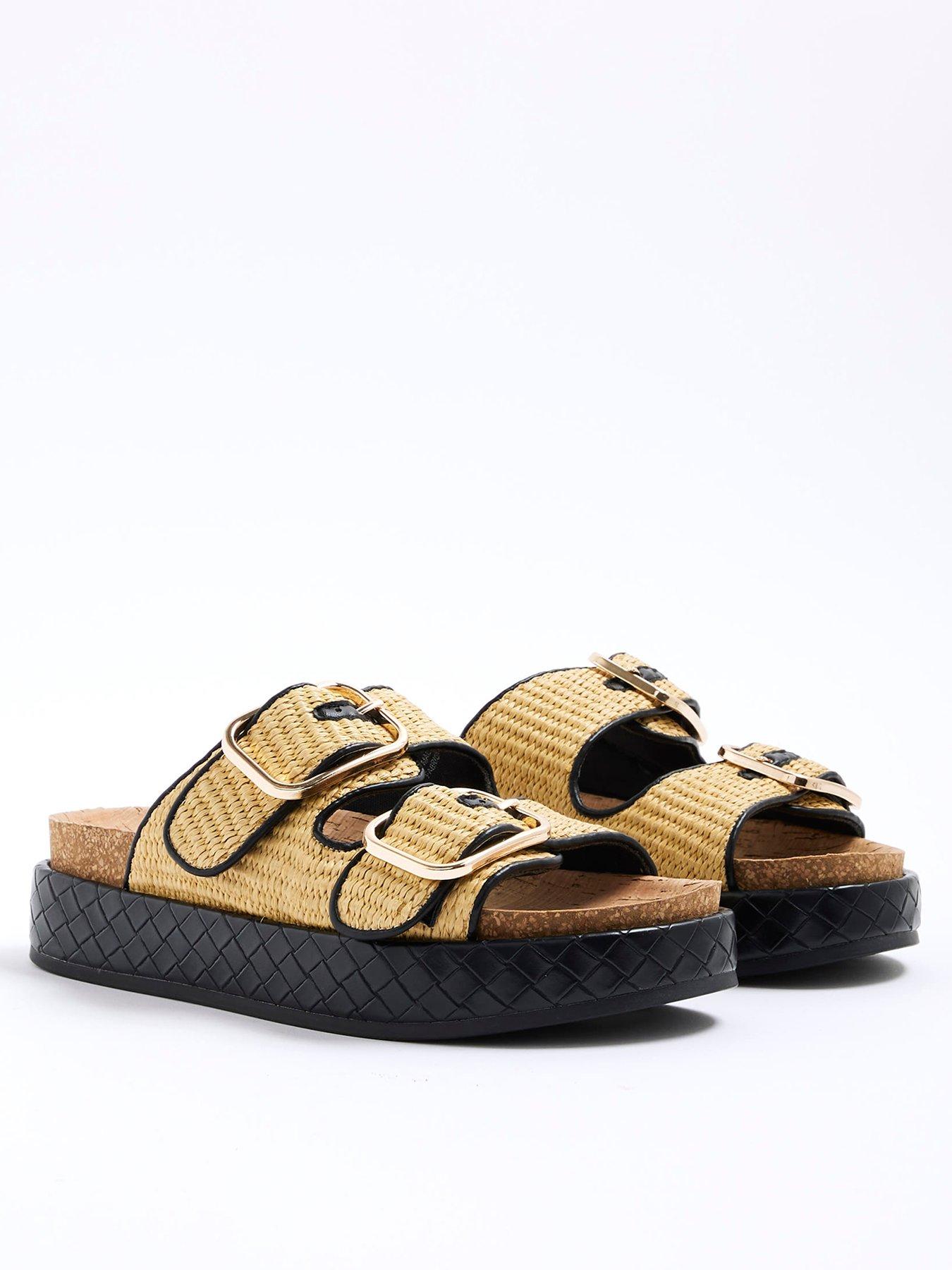 River Island Wide Fit Double Strap Sandal - Beige