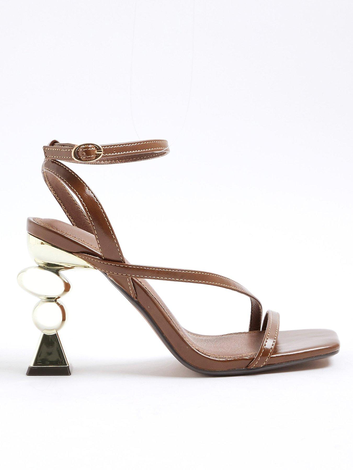 Image 1 of 5 of River Island Feature Heel Sandal - Dark Brown