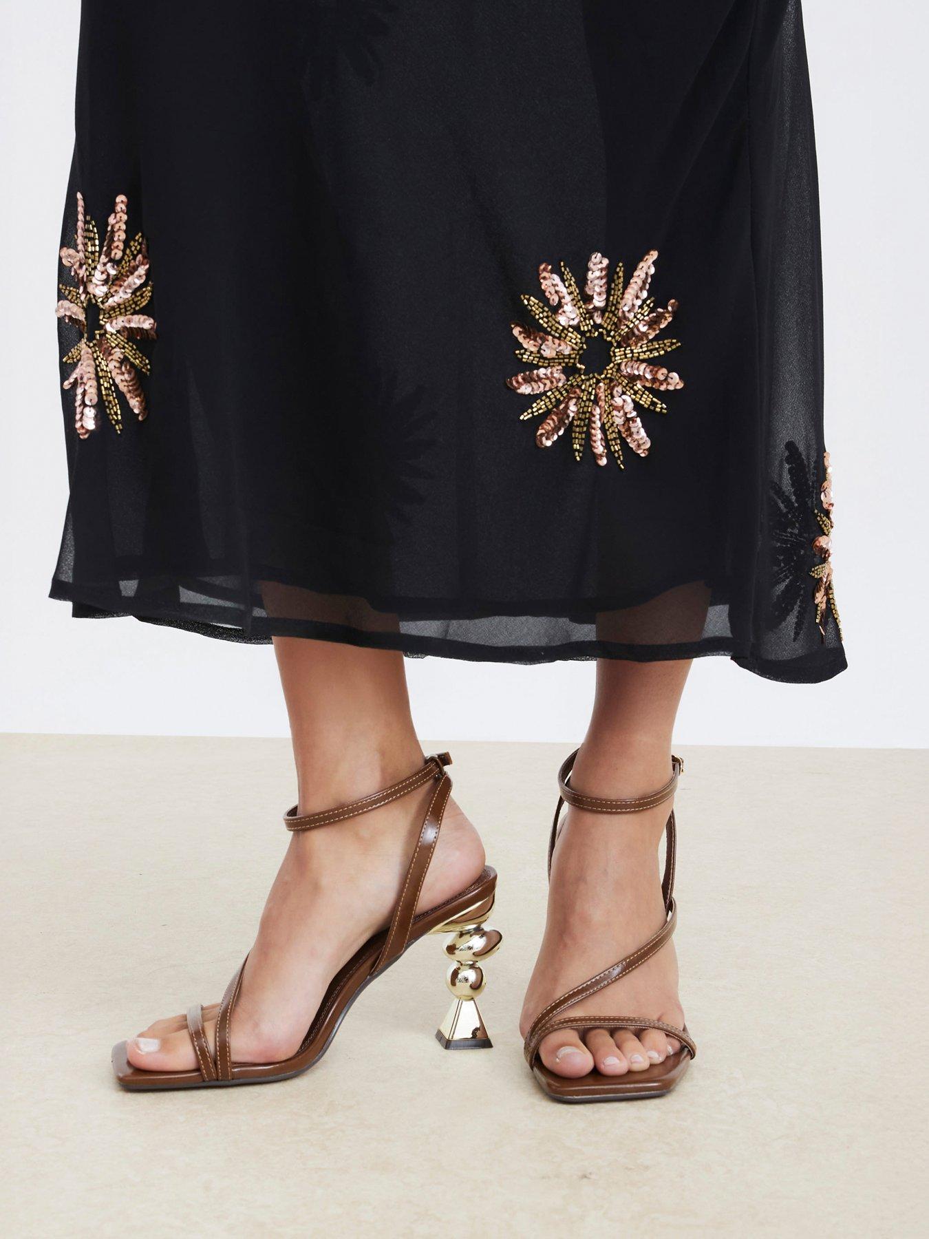 Image 2 of 5 of River Island Feature Heel Sandal - Dark Brown
