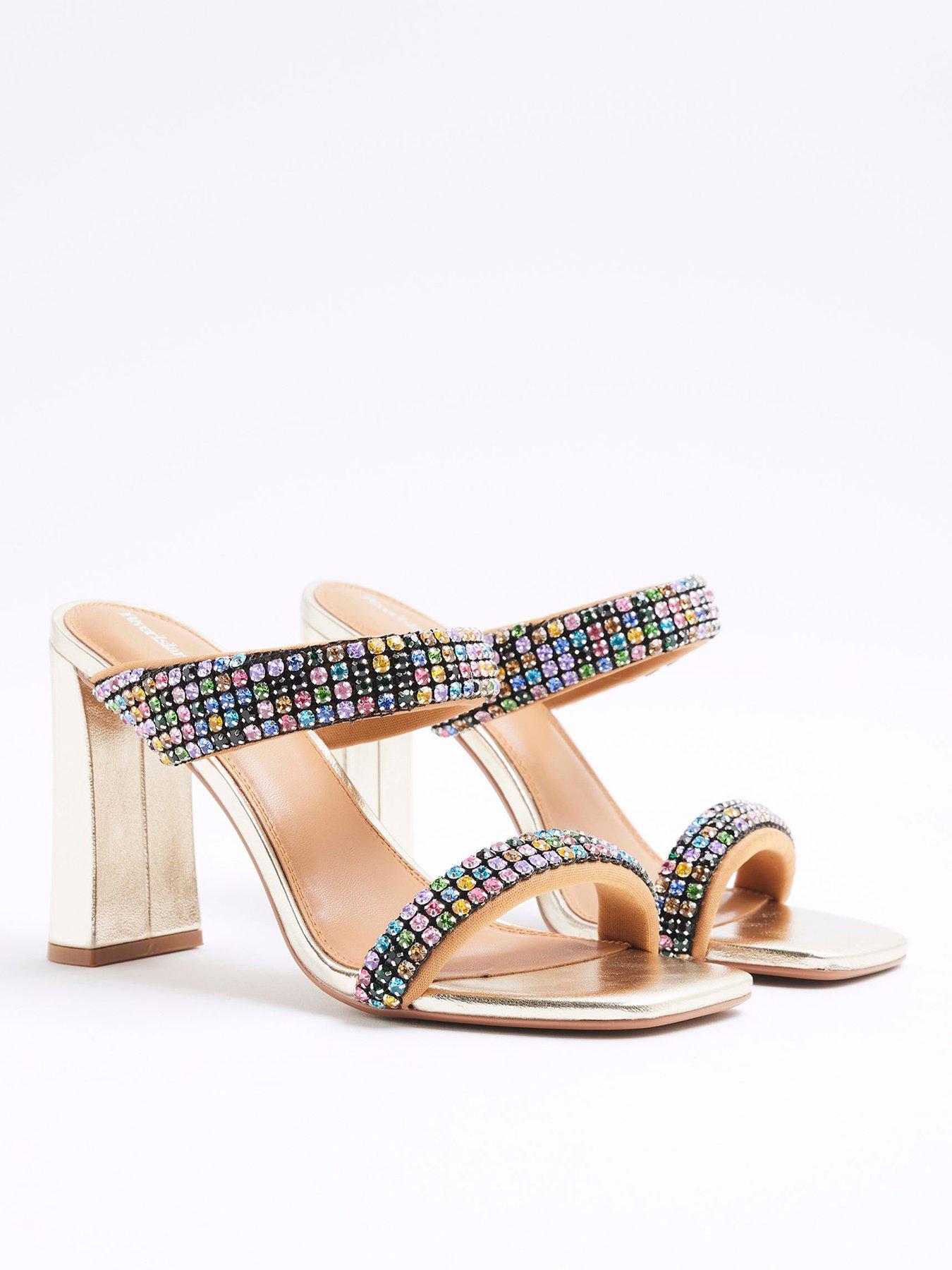 undefined Diamante Straps Heeled Sandal - Multi
