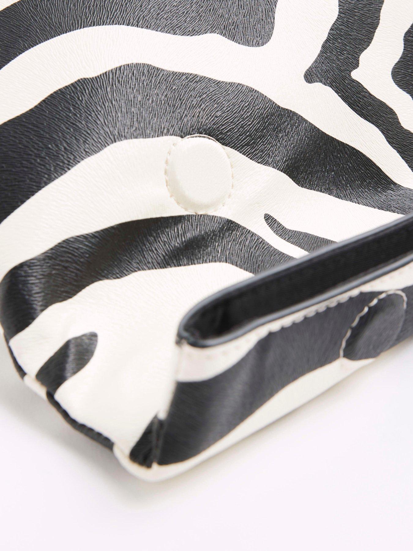 Image 5 of 5 of River Island Zebra Roll Top Clutch - Black