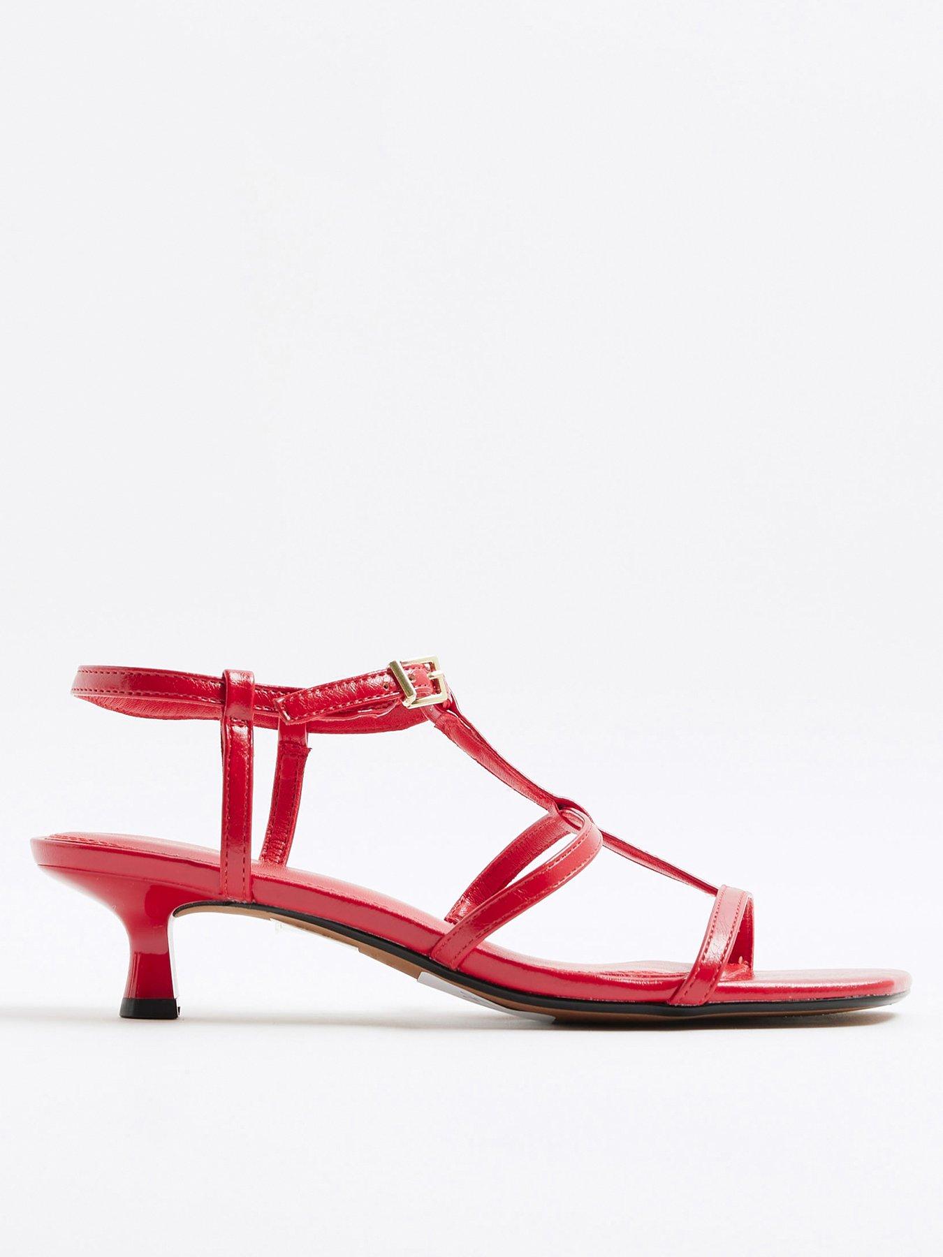River Island Kitten Heeled T Bar Sandal Red Very