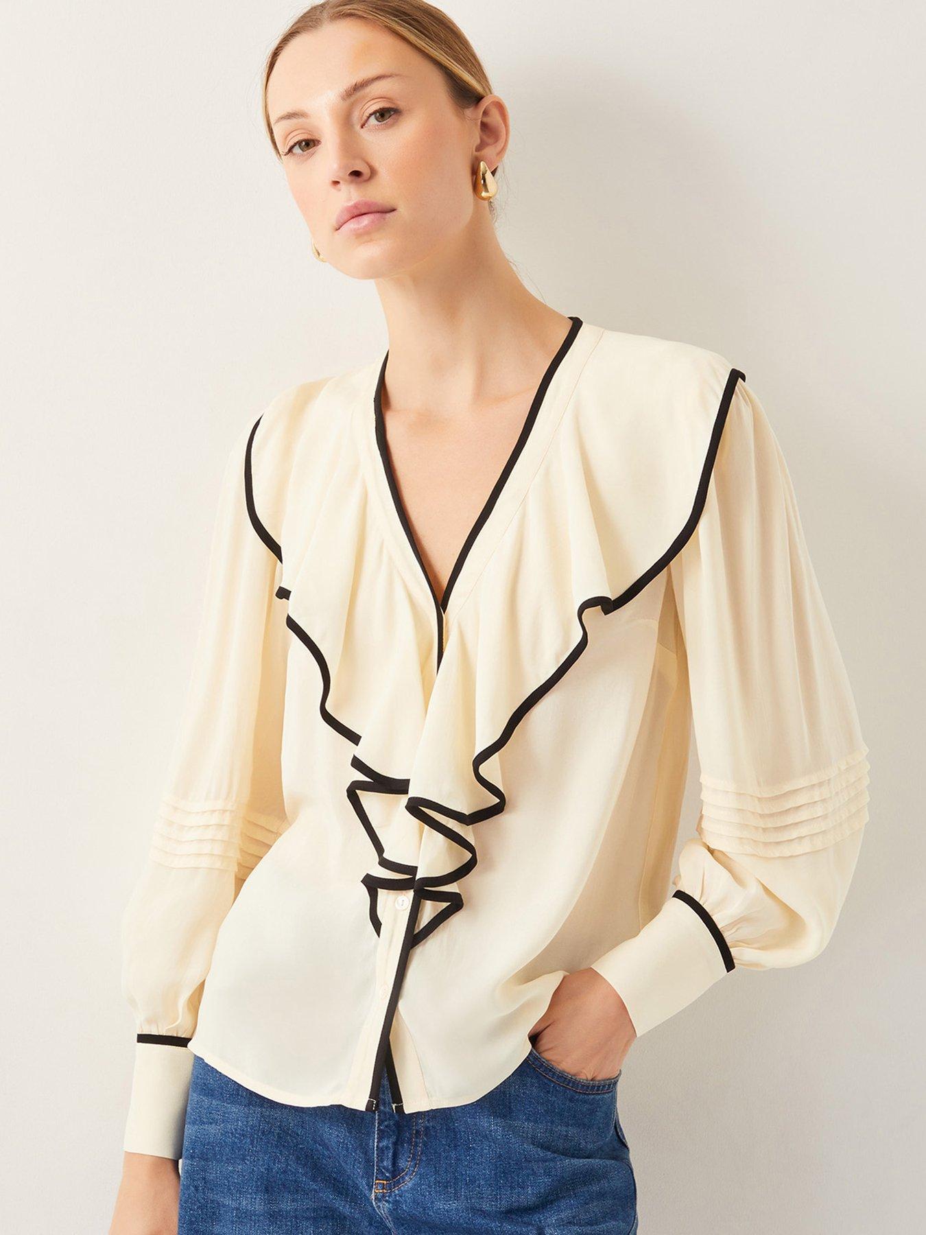 undefined Lennox Ruffle Blouse - Cream
