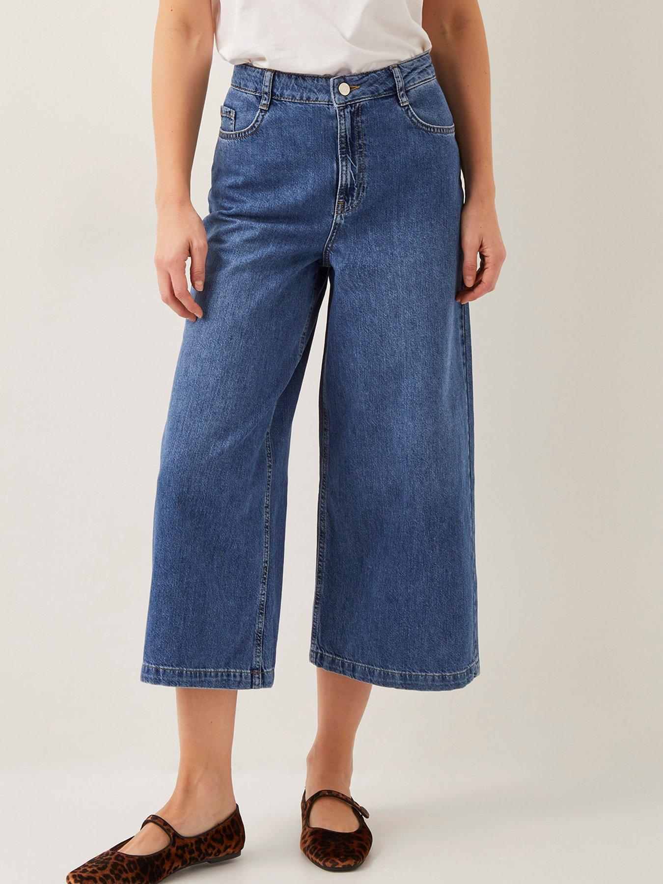 undefined Jenna Wide Leg Crop Jean - Blue