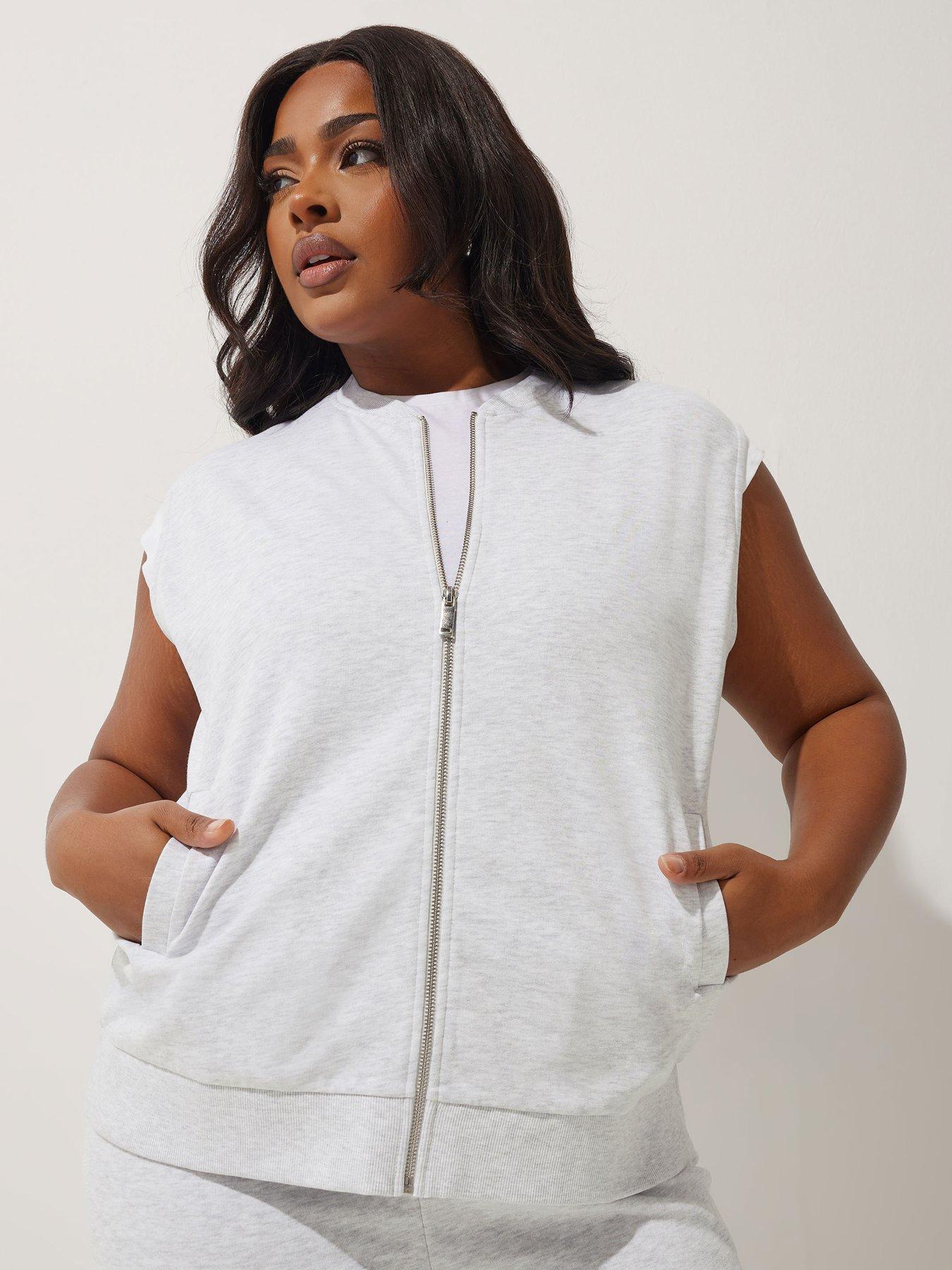 undefined Sleeveless Cropped Bomber - Grey