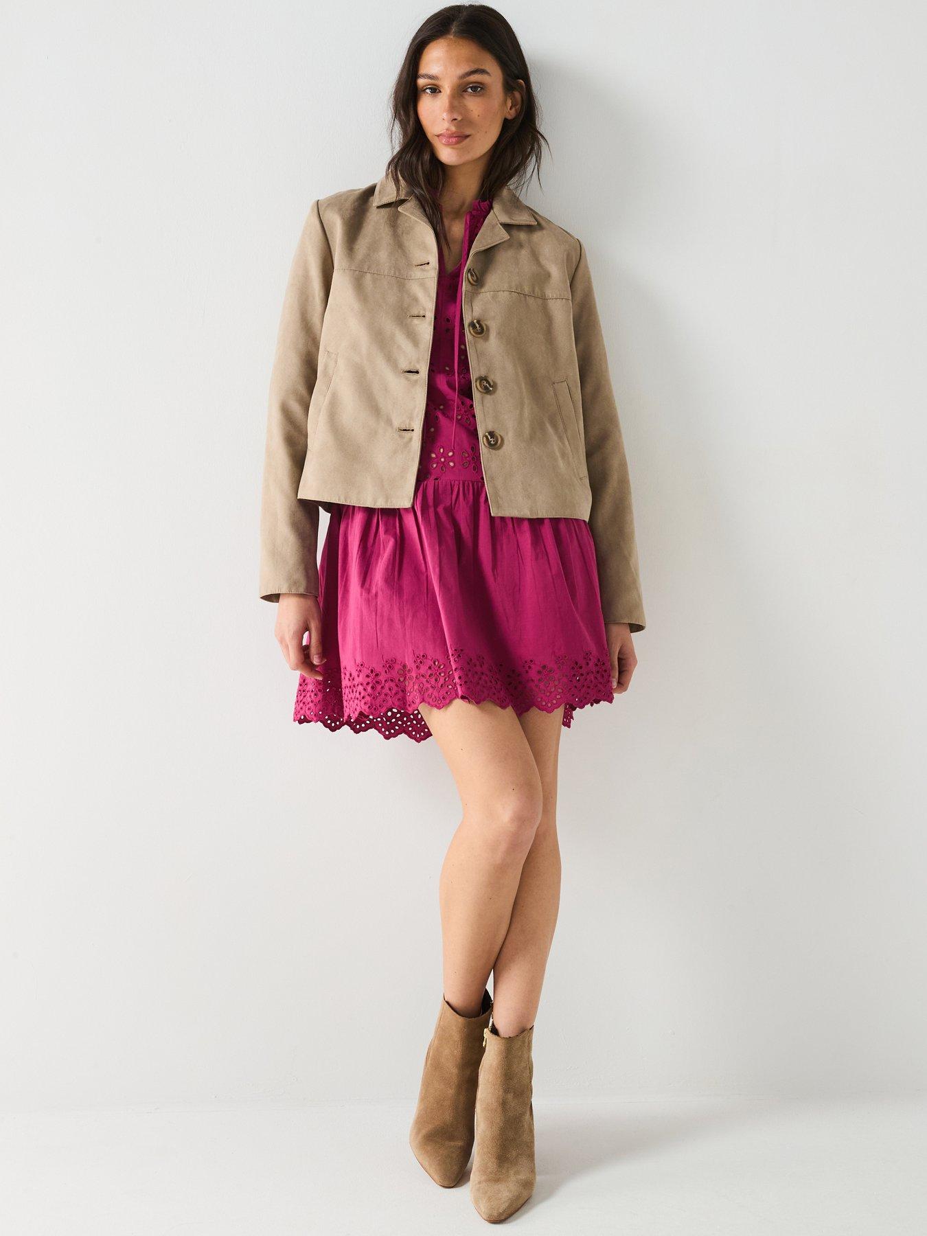 undefined Faux Suede Jacket - Beige