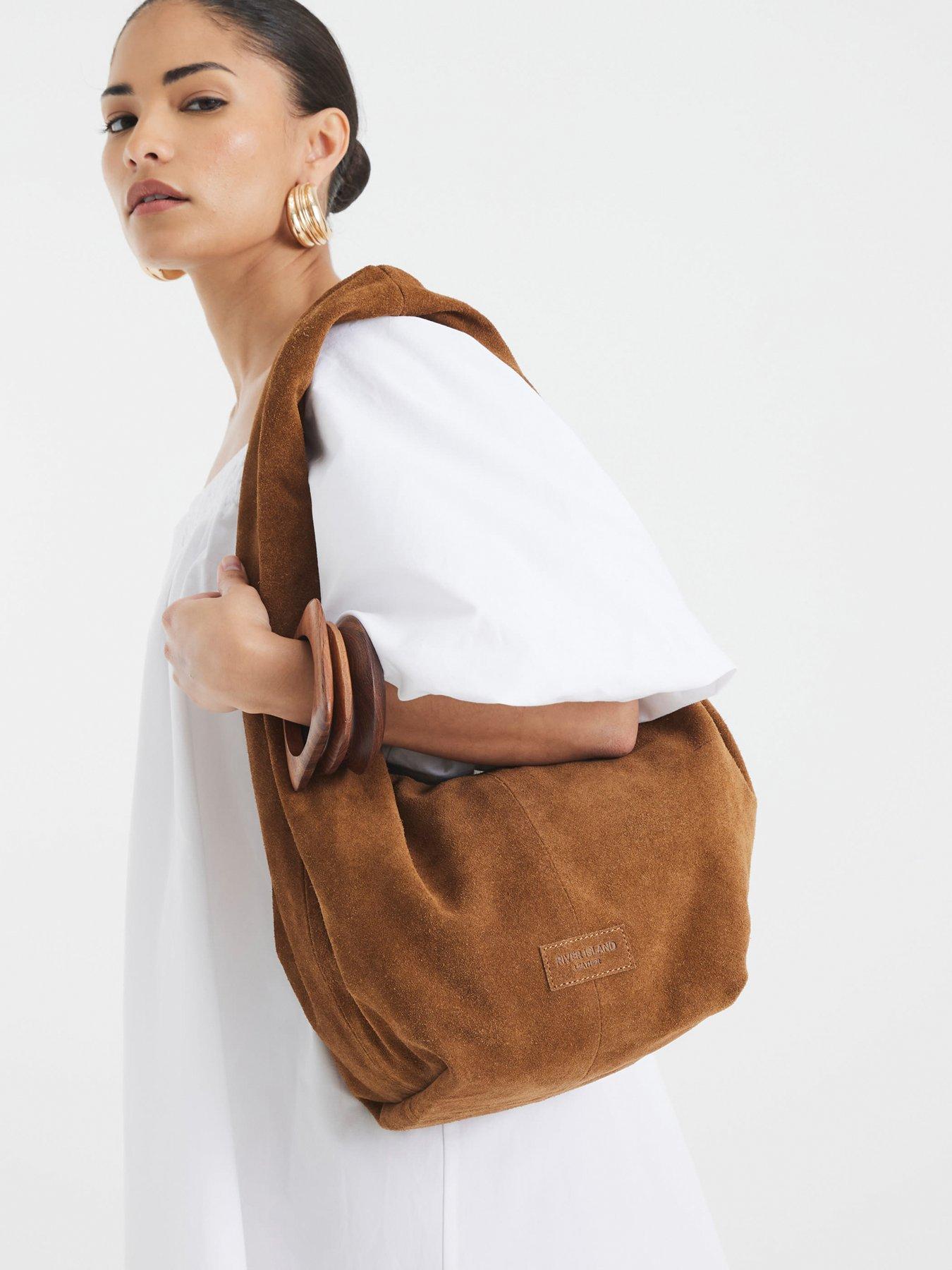 undefined Suede Twist Shoulder - Brown