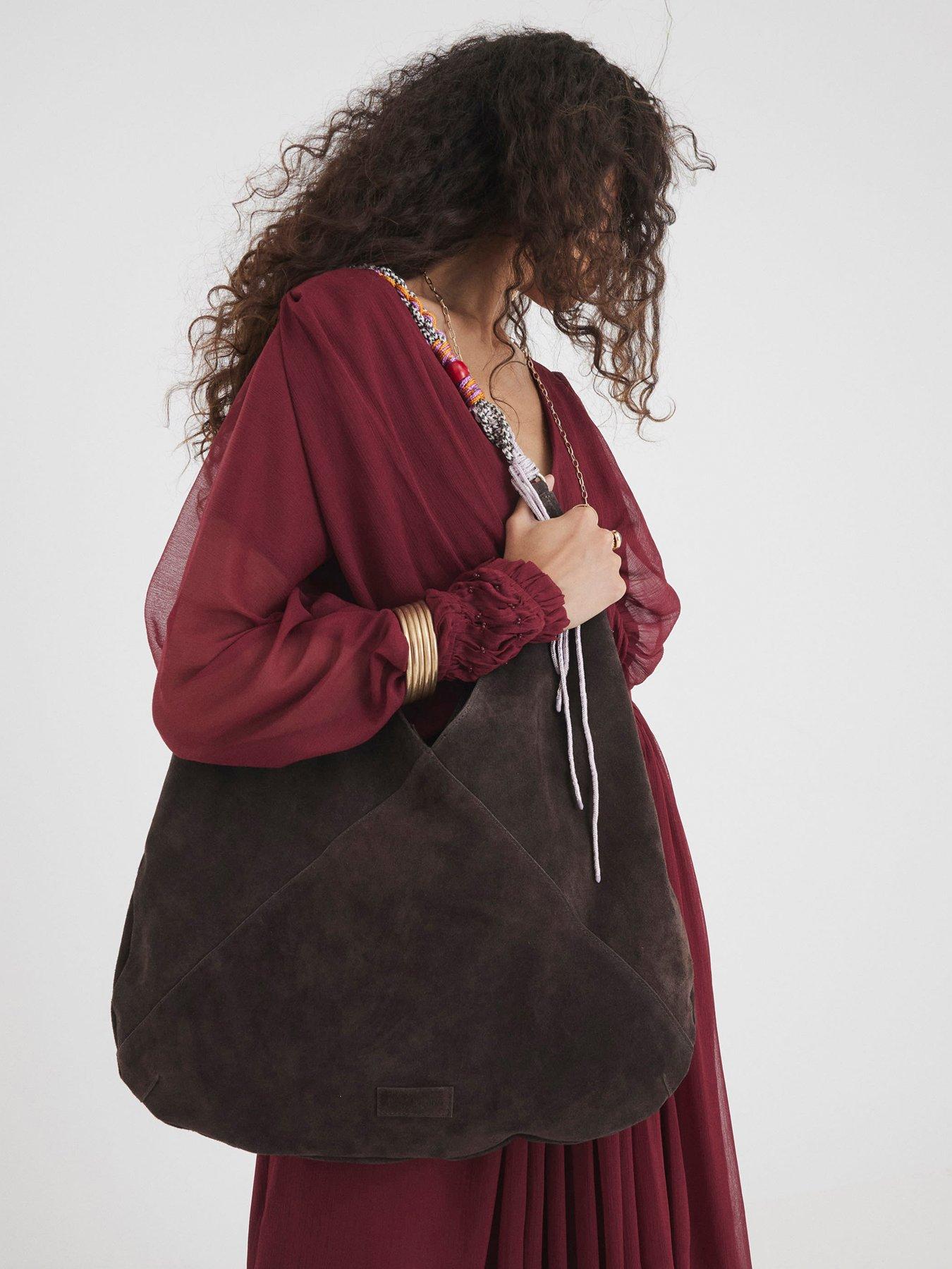 undefined Oversized Suede Rope Slouch - Dark Brown