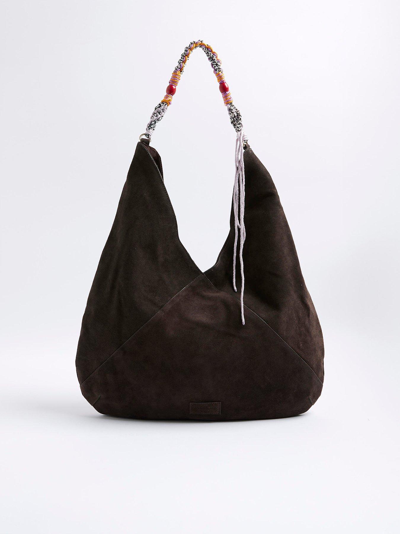 undefined Oversized Suede Rope Slouch - Dark Brown