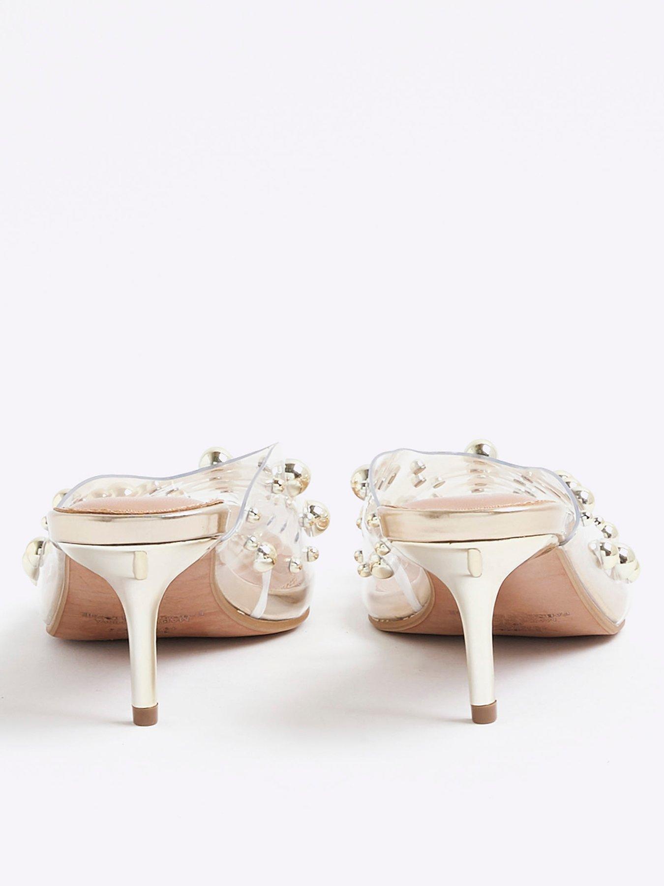 Image 3 of 5 of River Island Vinyl Studded Mule Court - Clear
