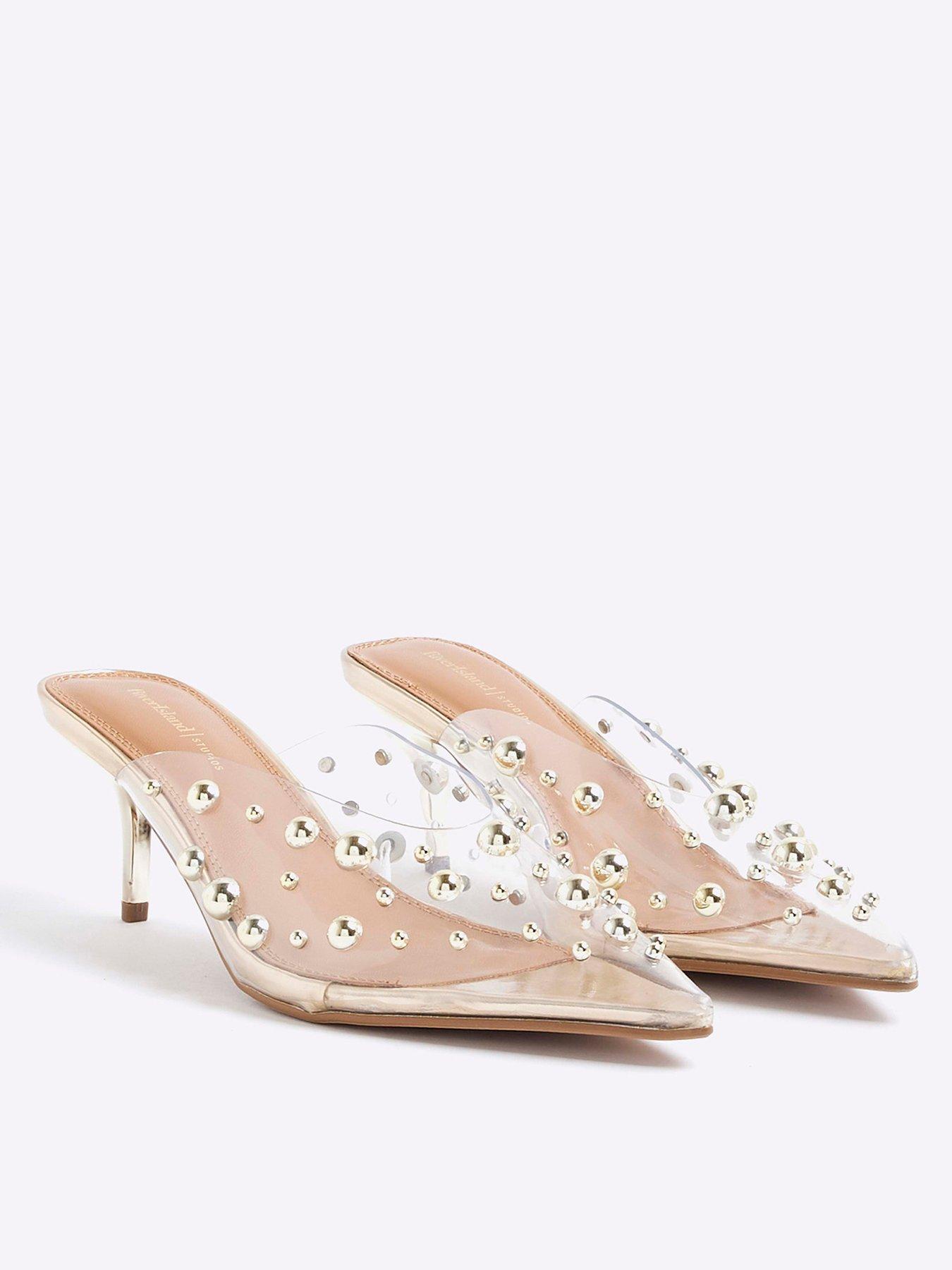 Image 4 of 5 of River Island Vinyl Studded Mule Court - Clear