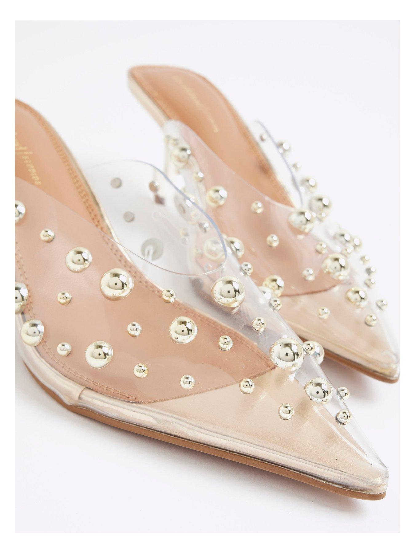 Image 5 of 5 of River Island Vinyl Studded Mule Court - Clear