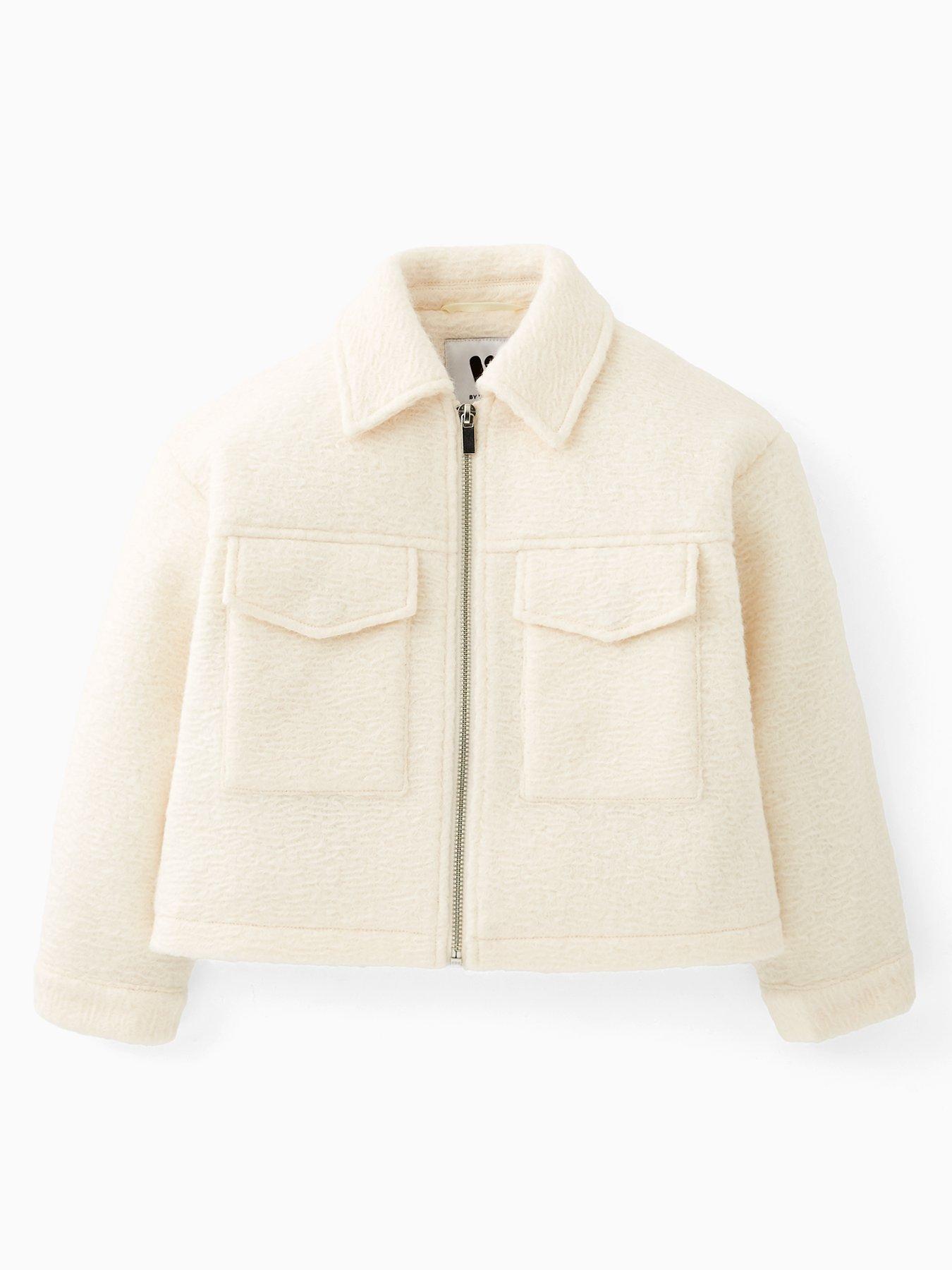 V by Very Girls Pocket Detail Zip Up Jacket - Cream