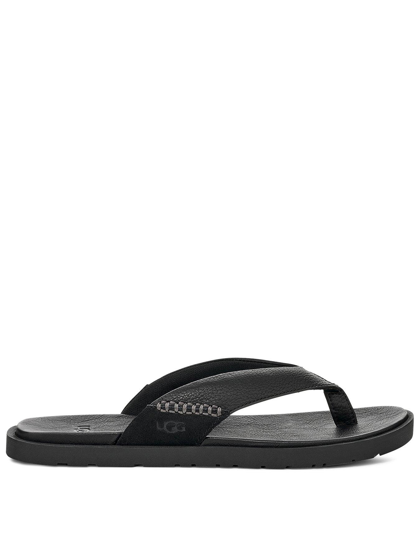 UGG Men's Seaside Ii Leather Flip Flops - Black
