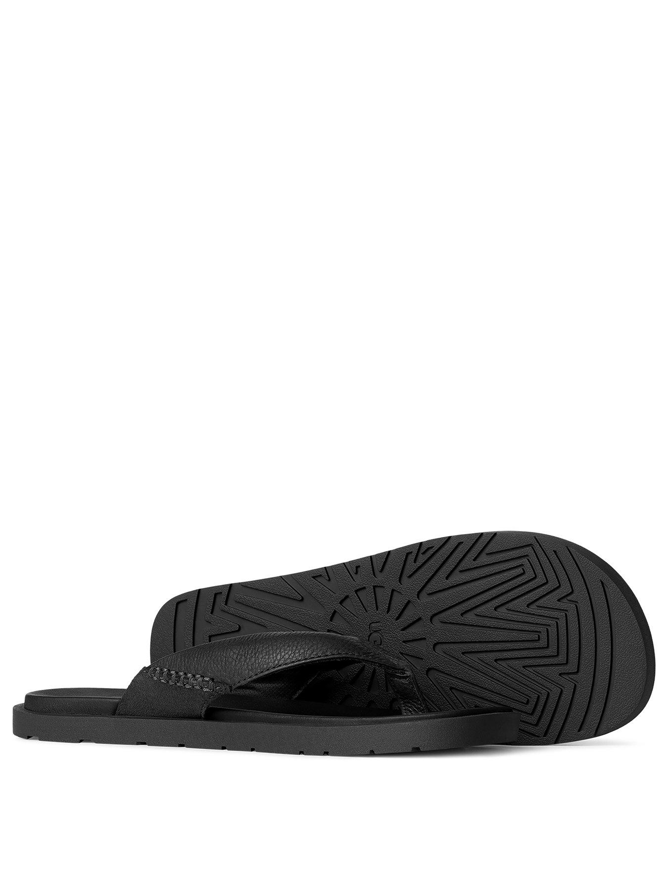 Image 2 of 5 of UGG Men's Seaside Ii Leather Flip Flops - Black
