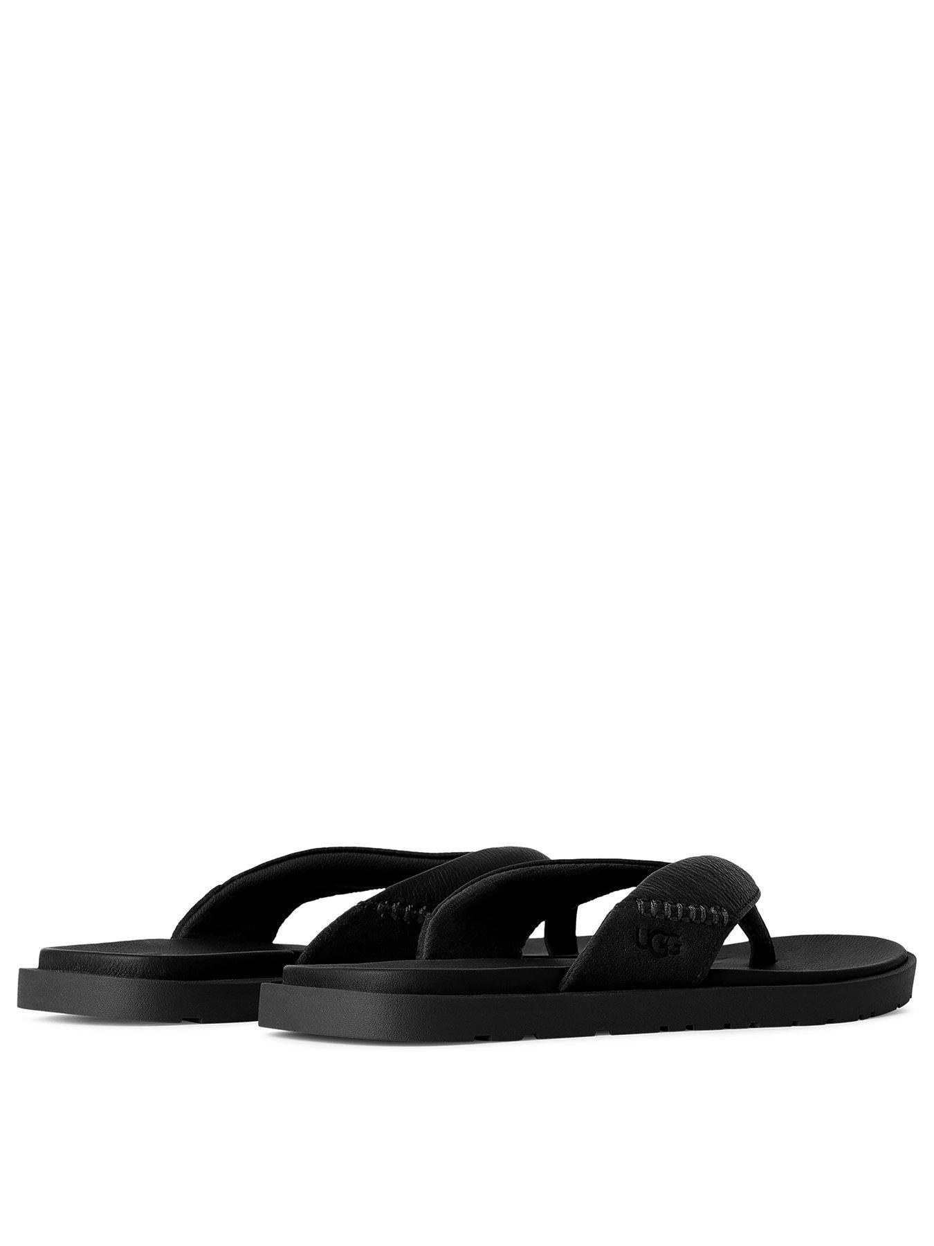 Image 3 of 5 of UGG Men's Seaside Ii Leather Flip Flops - Black