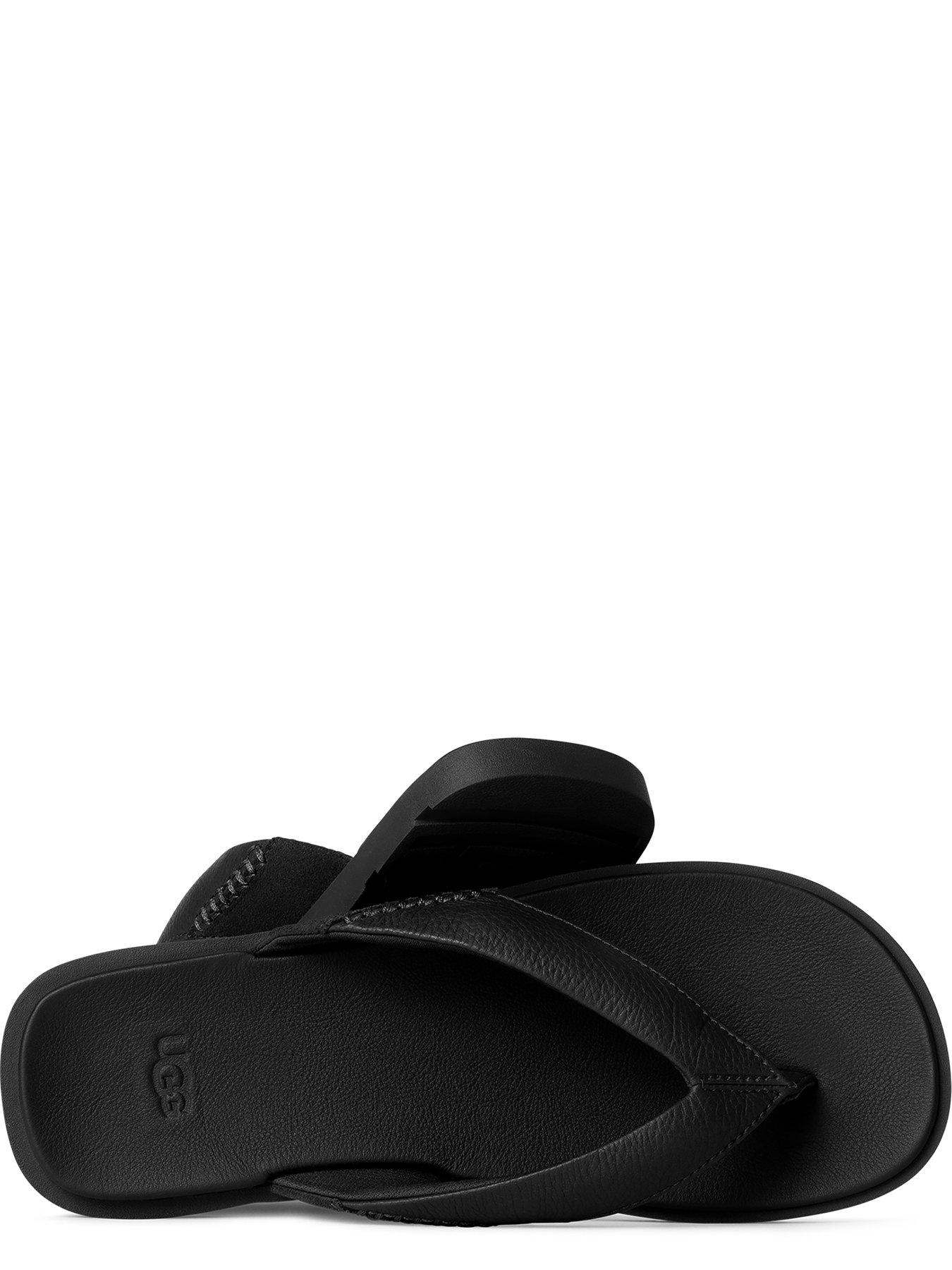 Image 4 of 5 of UGG Men's Seaside Ii Leather Flip Flops - Black