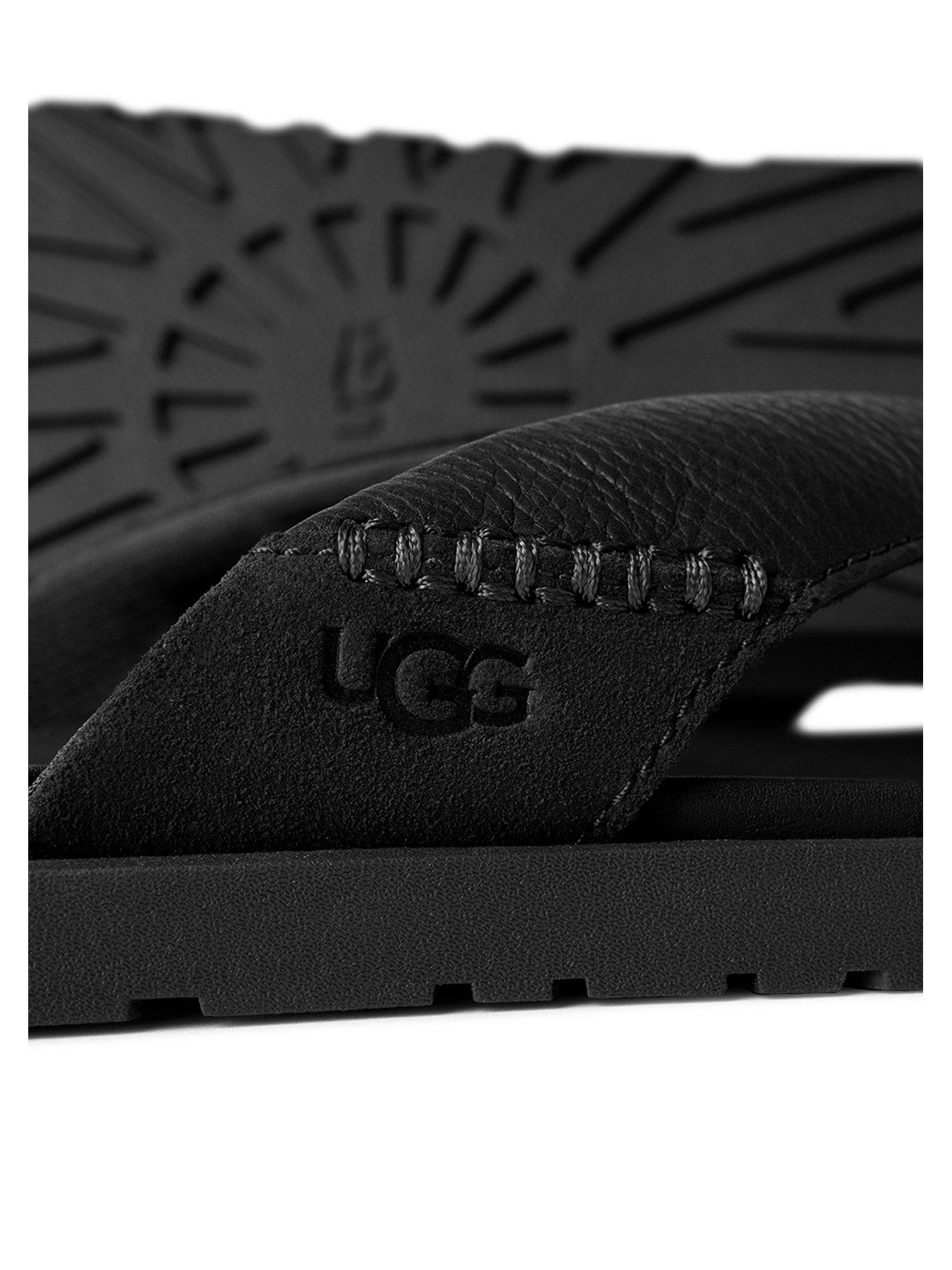 Image 5 of 5 of UGG Men's Seaside Ii Leather Flip Flops - Black