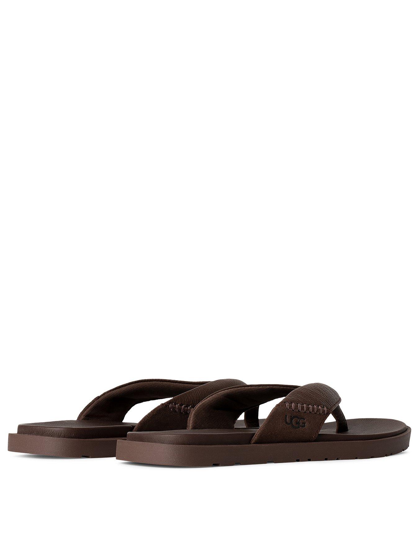 UGG Men's Seaside Ii Leather Flip Flops Brown Very