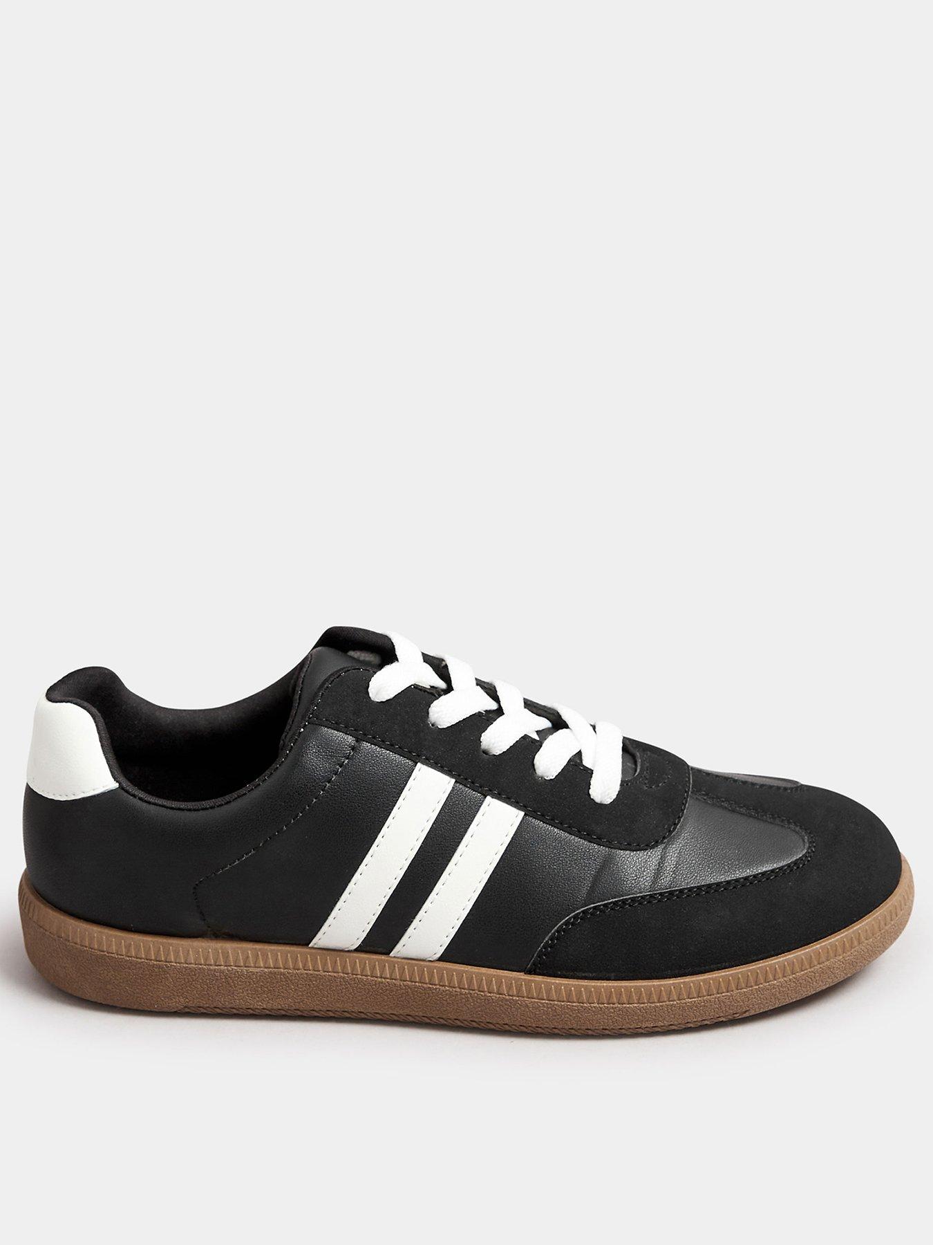 undefined Extra Wide Fit Retro Stripe Trainer - Black