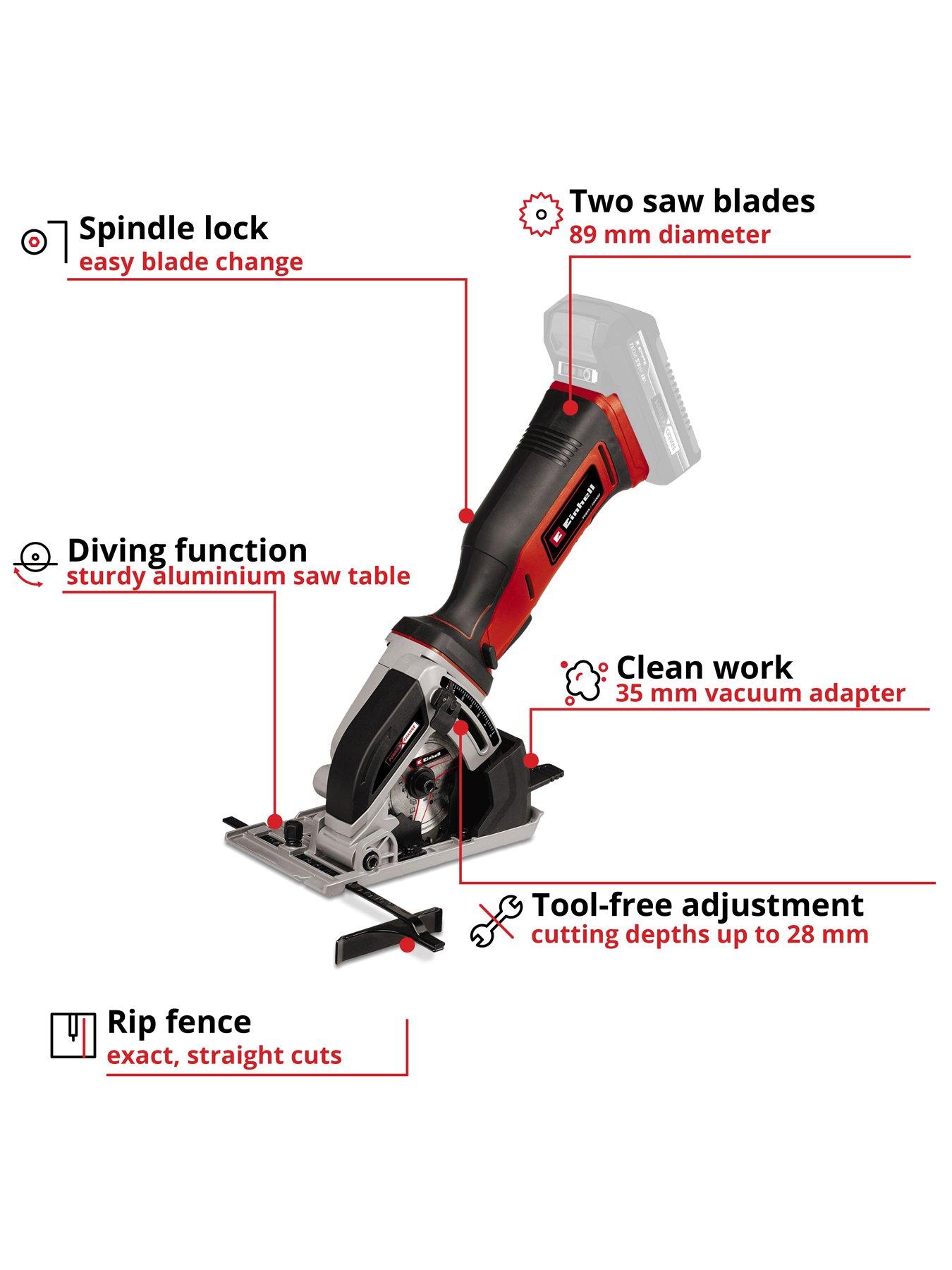 Image 2 of 7 of Einhell PXC 18V Cordless 89mm Circular Saw - TE-CS 18/89 Li Solo