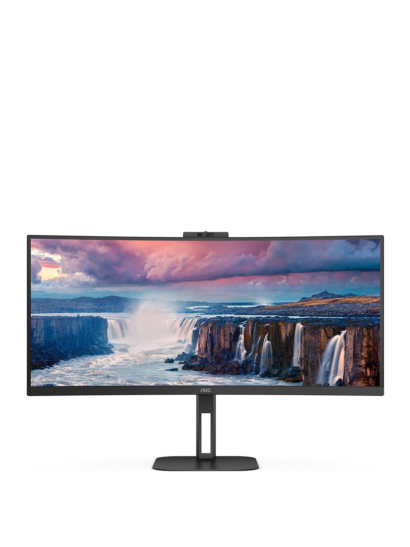 AOC CU34V5CW Curved Monitor with WebCam - 34in QHD (3440 x 1440), 100Hz, Height Adjustable with Speakers