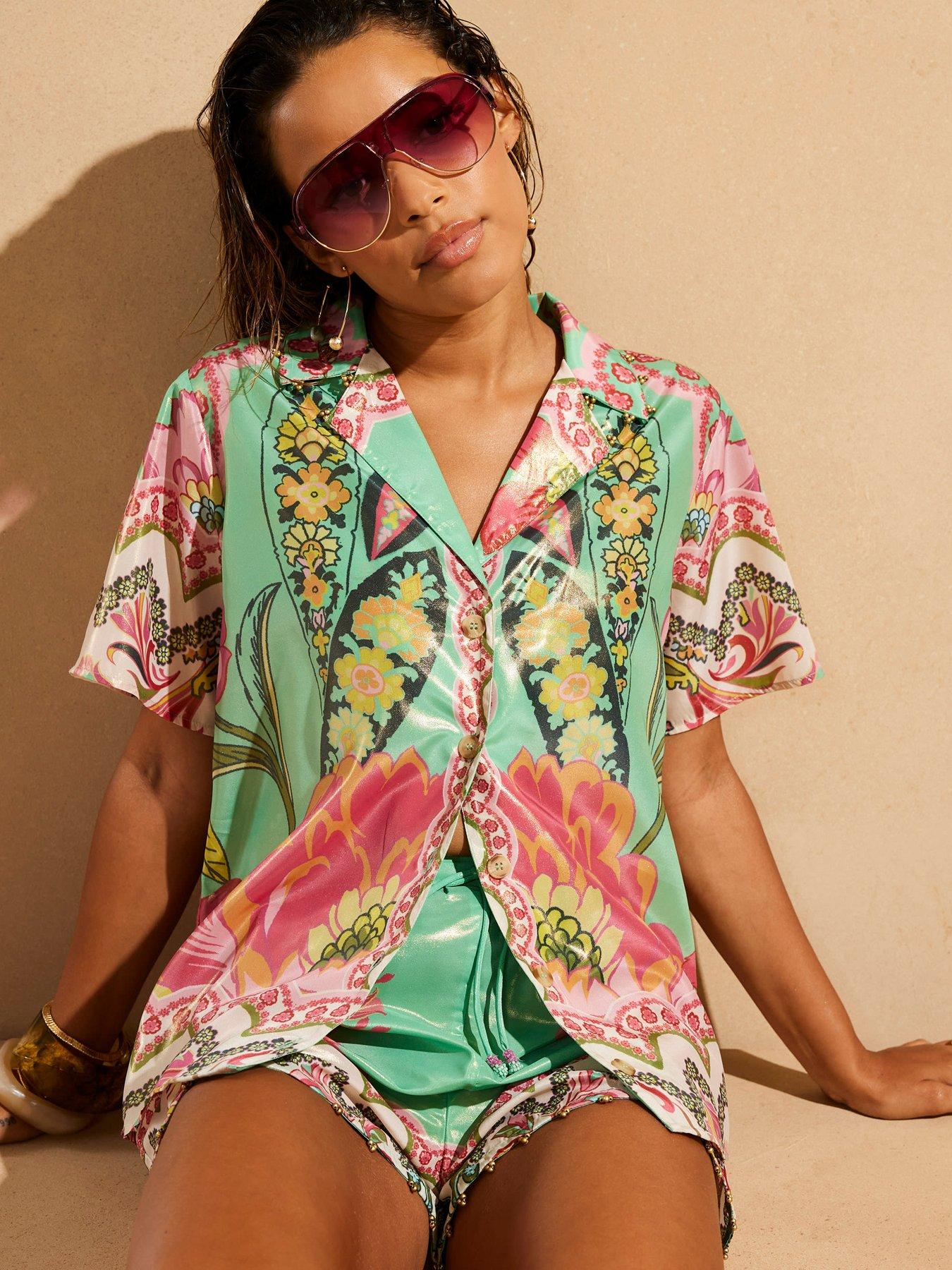 undefined Del Maar Floral Resort Shirt - Light Green