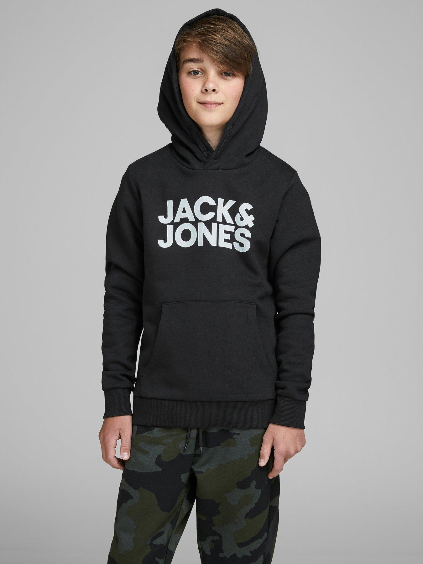 Jack & Jones Junior: Boys Corp Logo Hoodie - Black