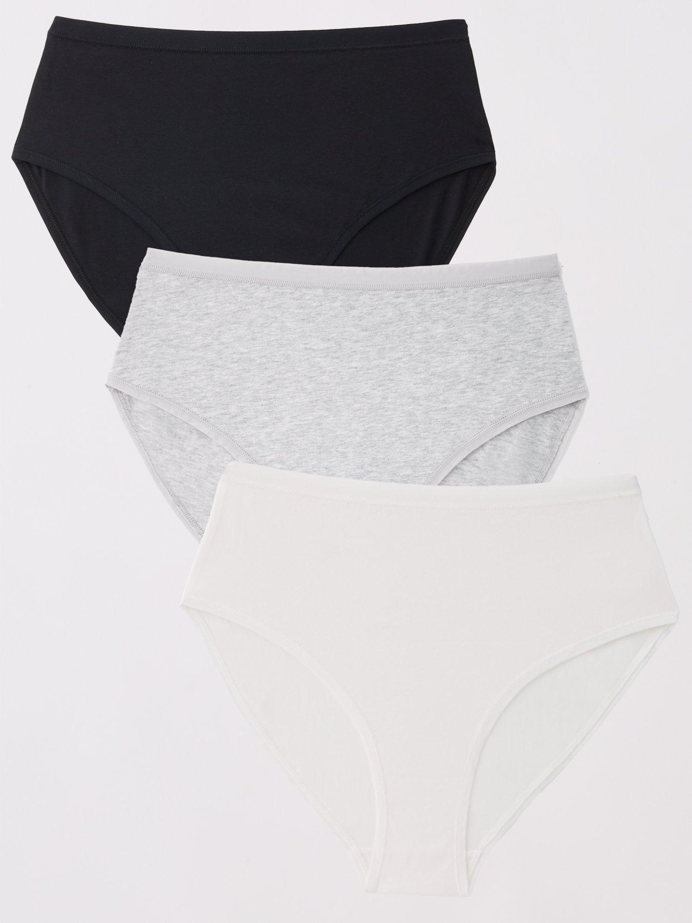 undefined 3Pk Plain Cotton Full High Waisted Briefs - Multi