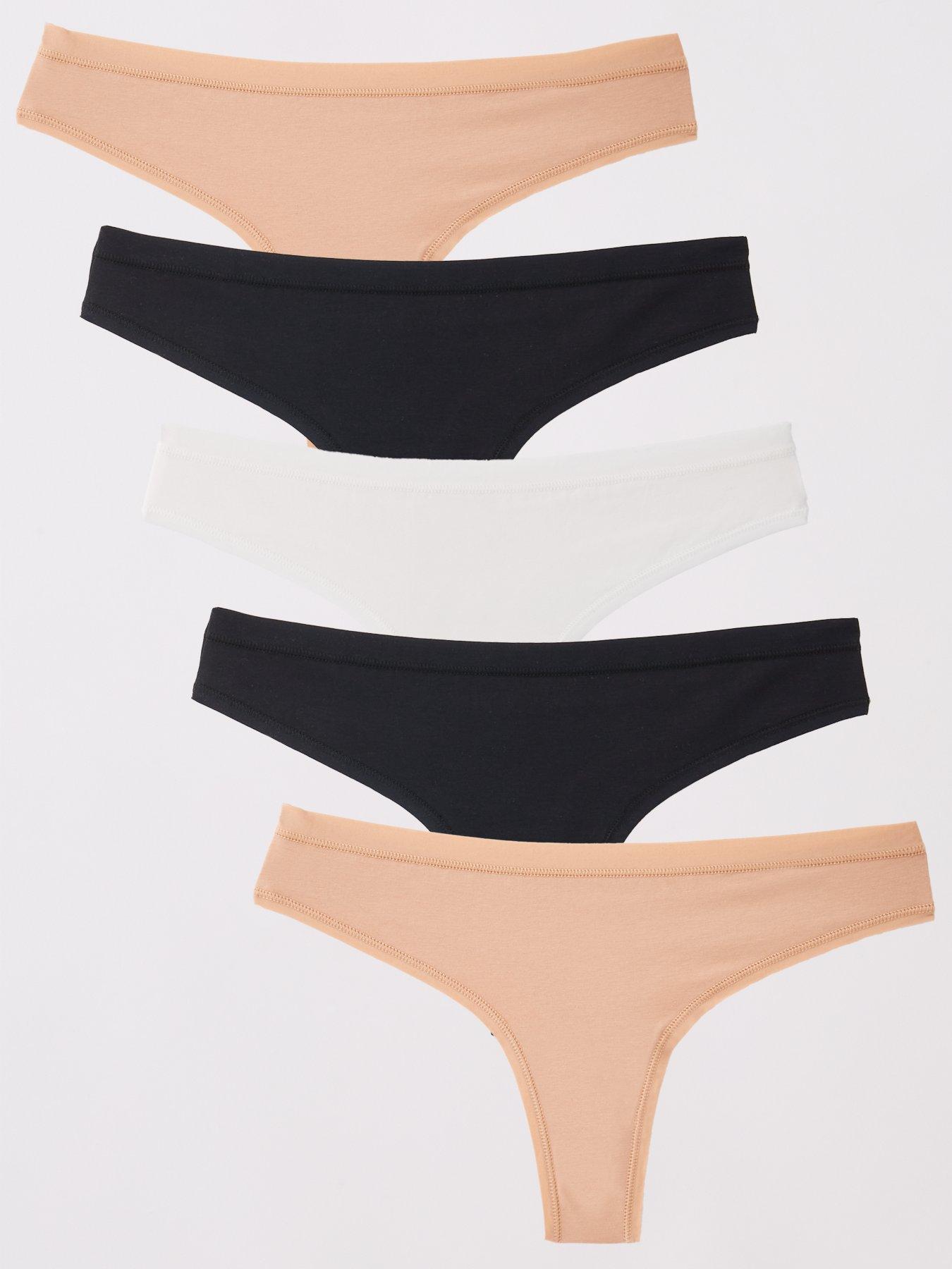 undefined 5Pk Plain Cotton Thongs - Multi