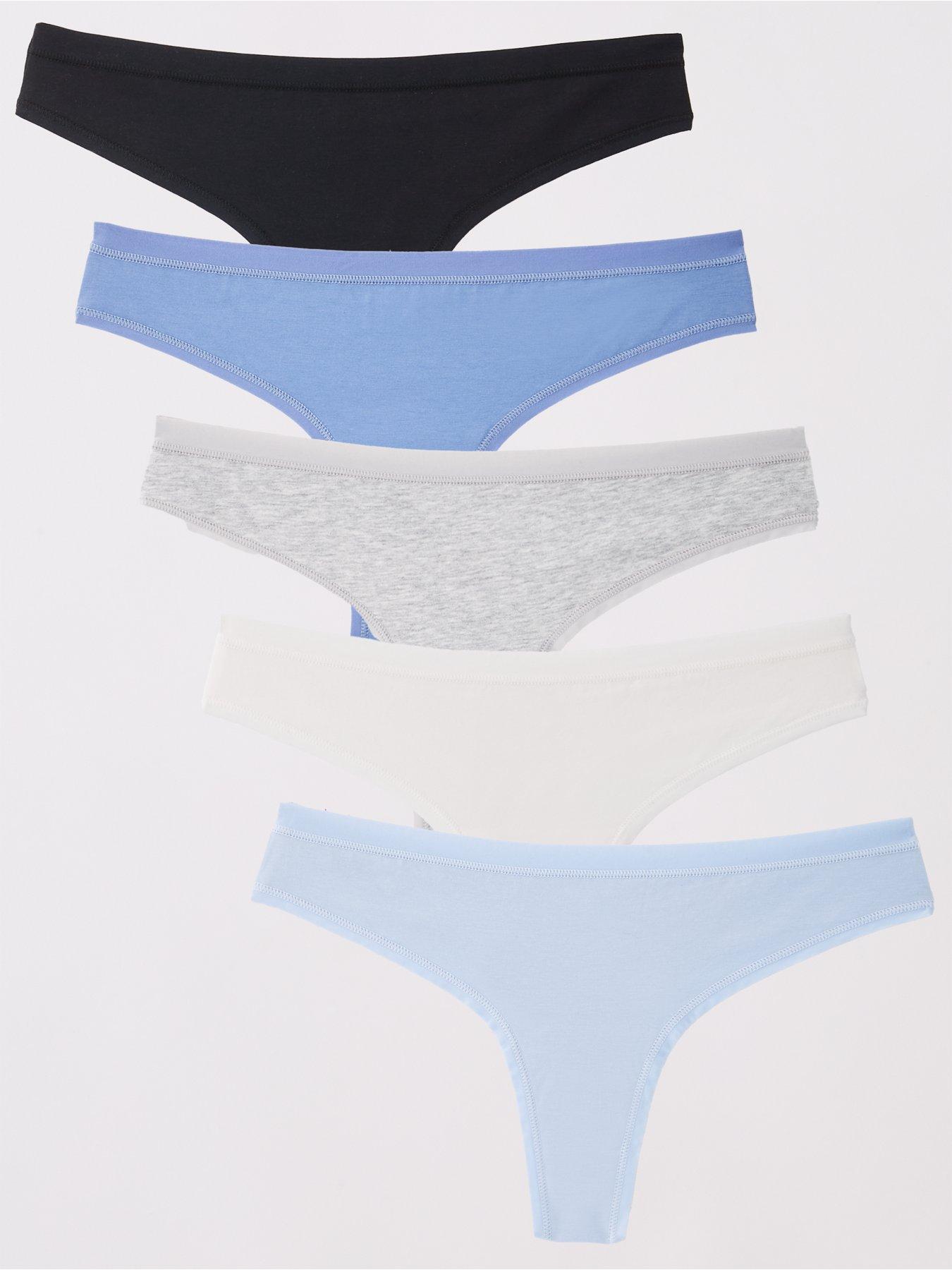 undefined 5Pk Plain Cotton Thongs - Multi