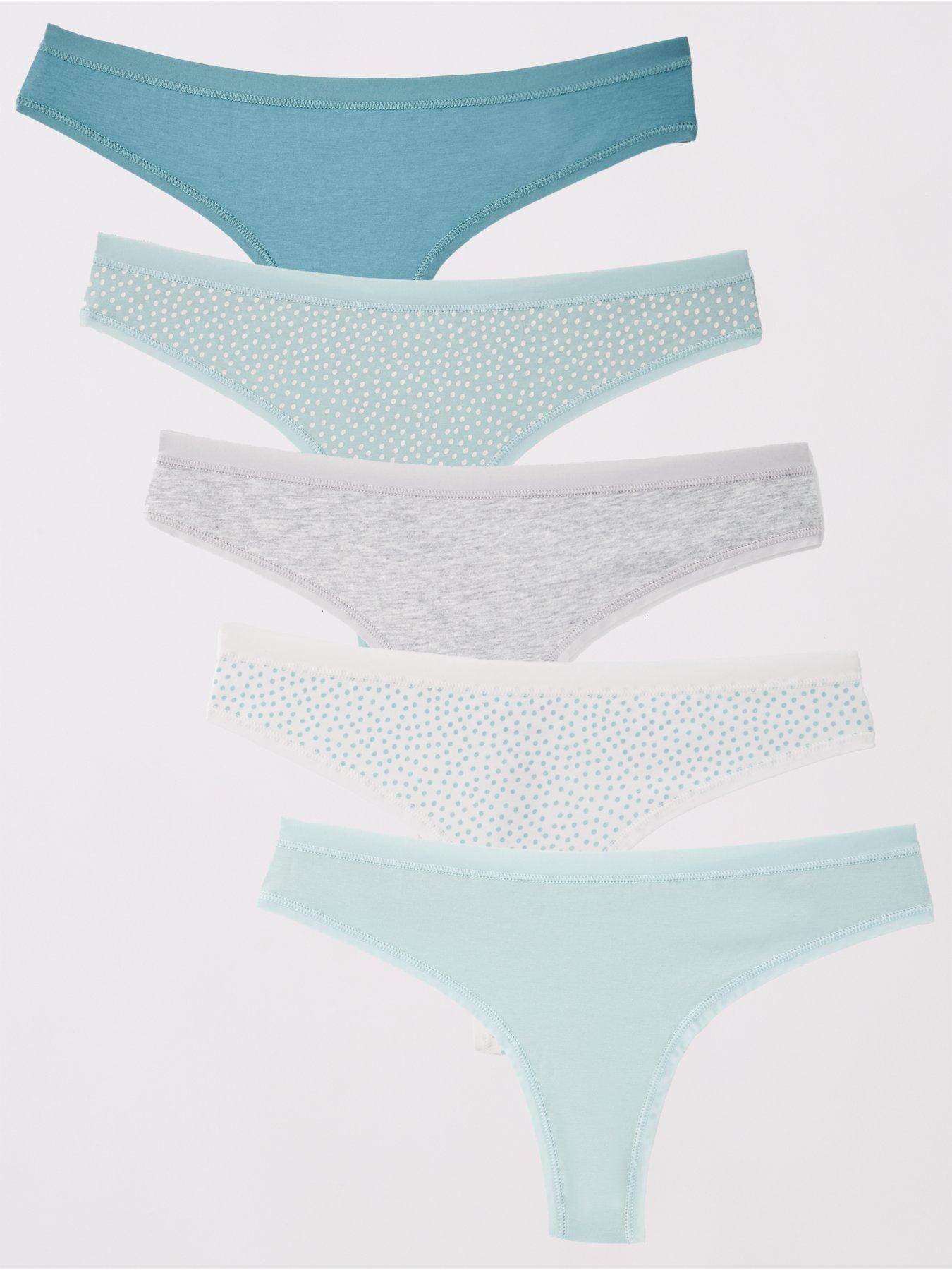 Image 1 of 5 of Everyday 5Pk Cotton Plain And Printed Thongs - Multi