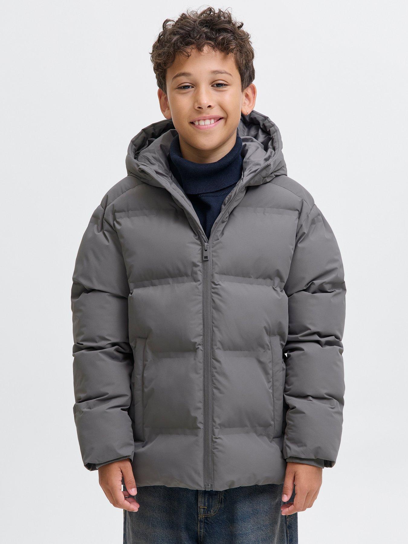 Jack & Jones Junior Boys Soho Padded Coat, Grey, Size Age: 12 Years