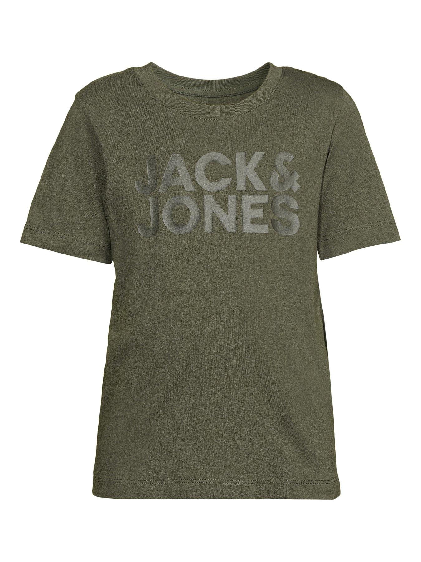 Jack & Jones Mini Younger Boys Corp Logo Short Sleeve T-Shirt - Khaki