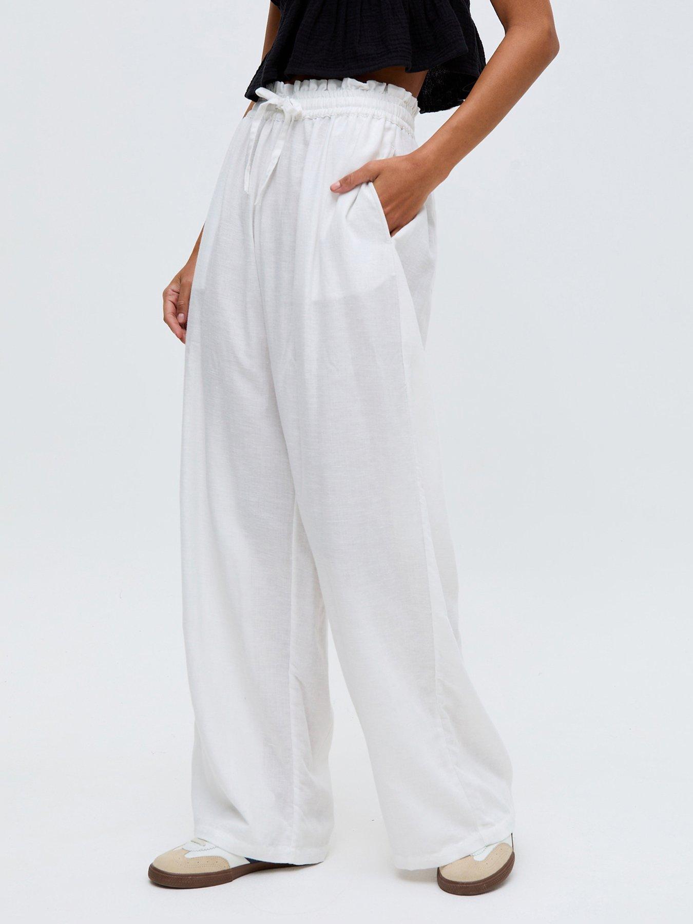undefined Paulina Wide Leg Trouser - White