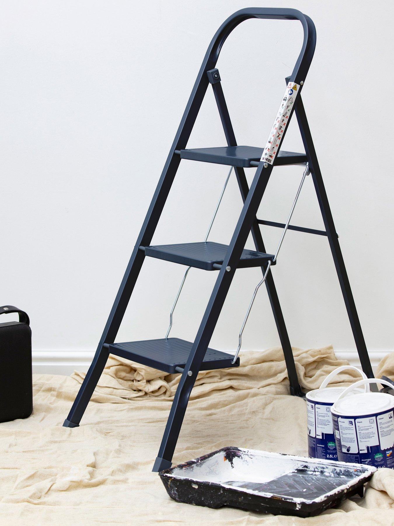 undefined OurHouse SR20054ATH 3 Tread Steel Step Ladder, Anthracite Grey
